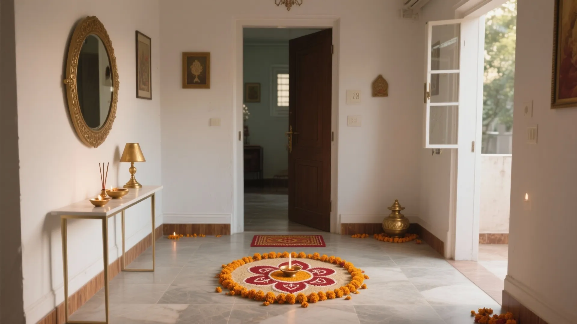 5 Simple Rangoli for Pooja Ideas: Designer Tips: Practical, beautiful, and beginner-friendly rangoli ideas that fit tight foyers and busy schedules—straight from a designer who stages pooja-ready homes every festival season