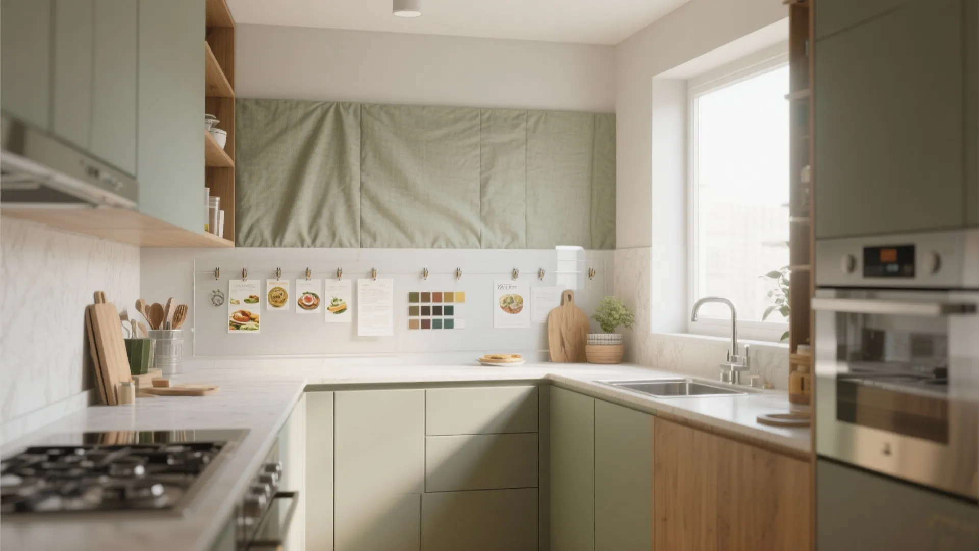 L-Shaped Micro Kitchen and Flexible Design Wall