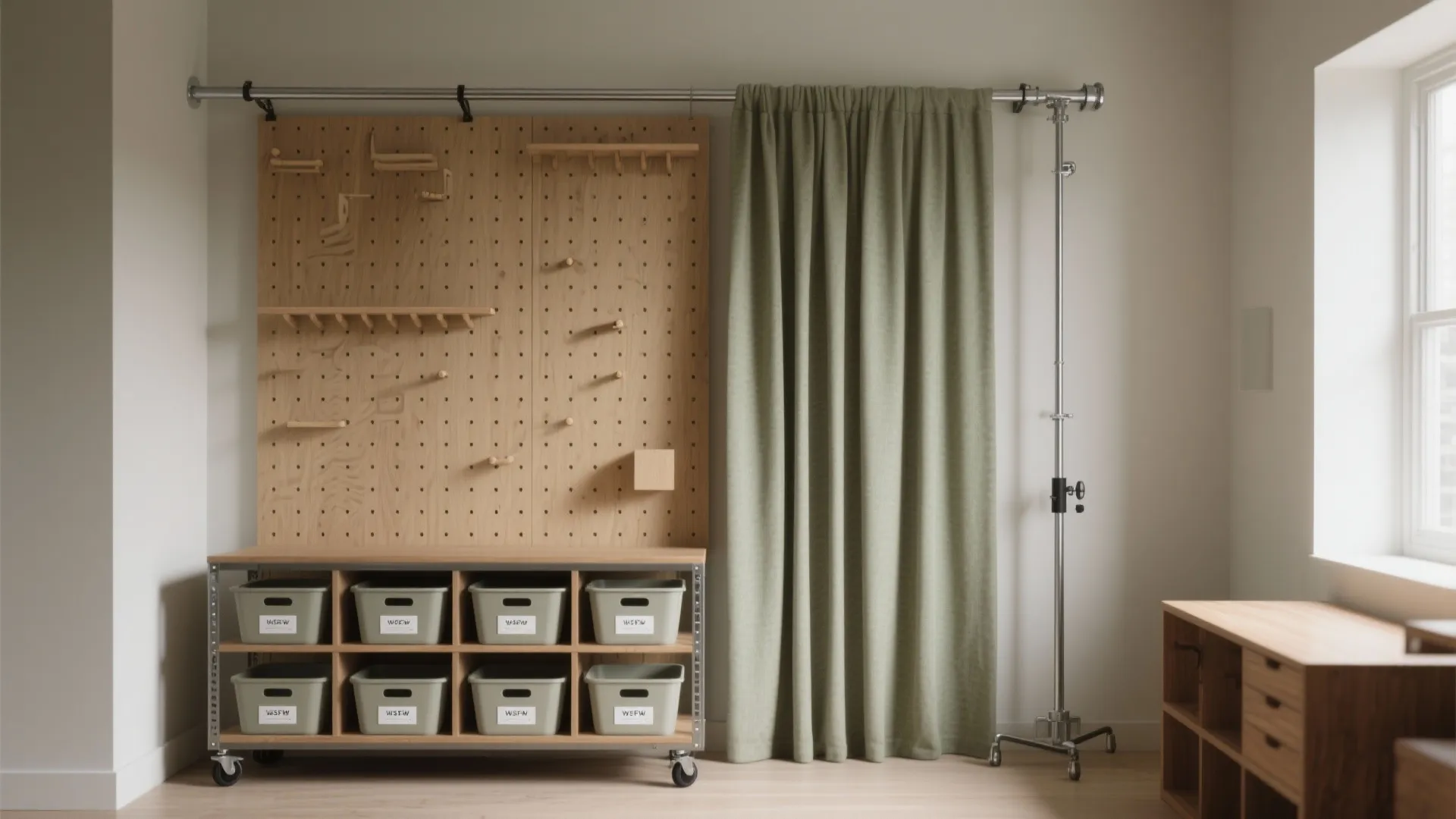 Vertical Storage + Rolling Design Wall