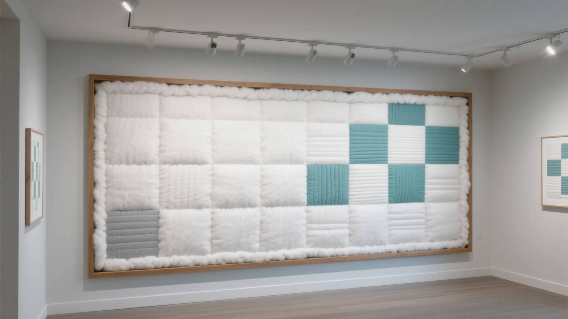 Fixed foam-board wall framed like a gallery