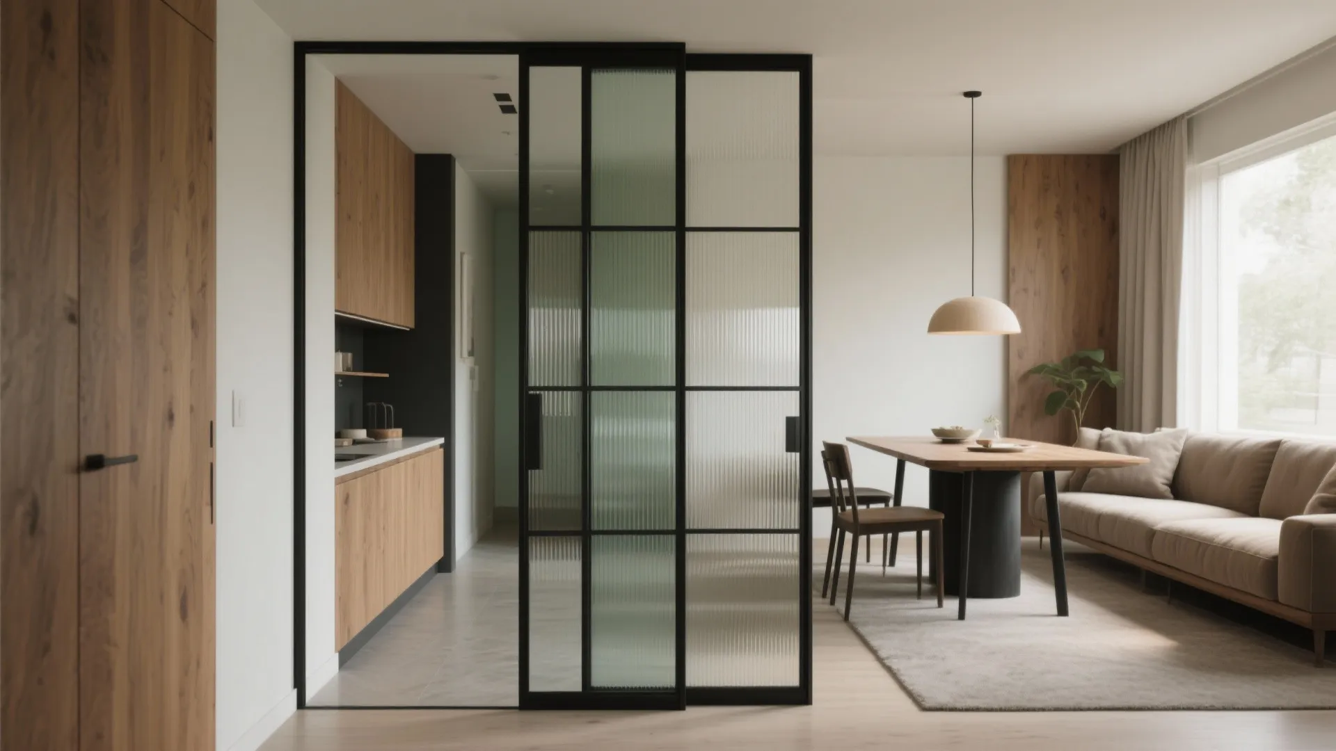 Framed Glass Partition for Light and Quiet