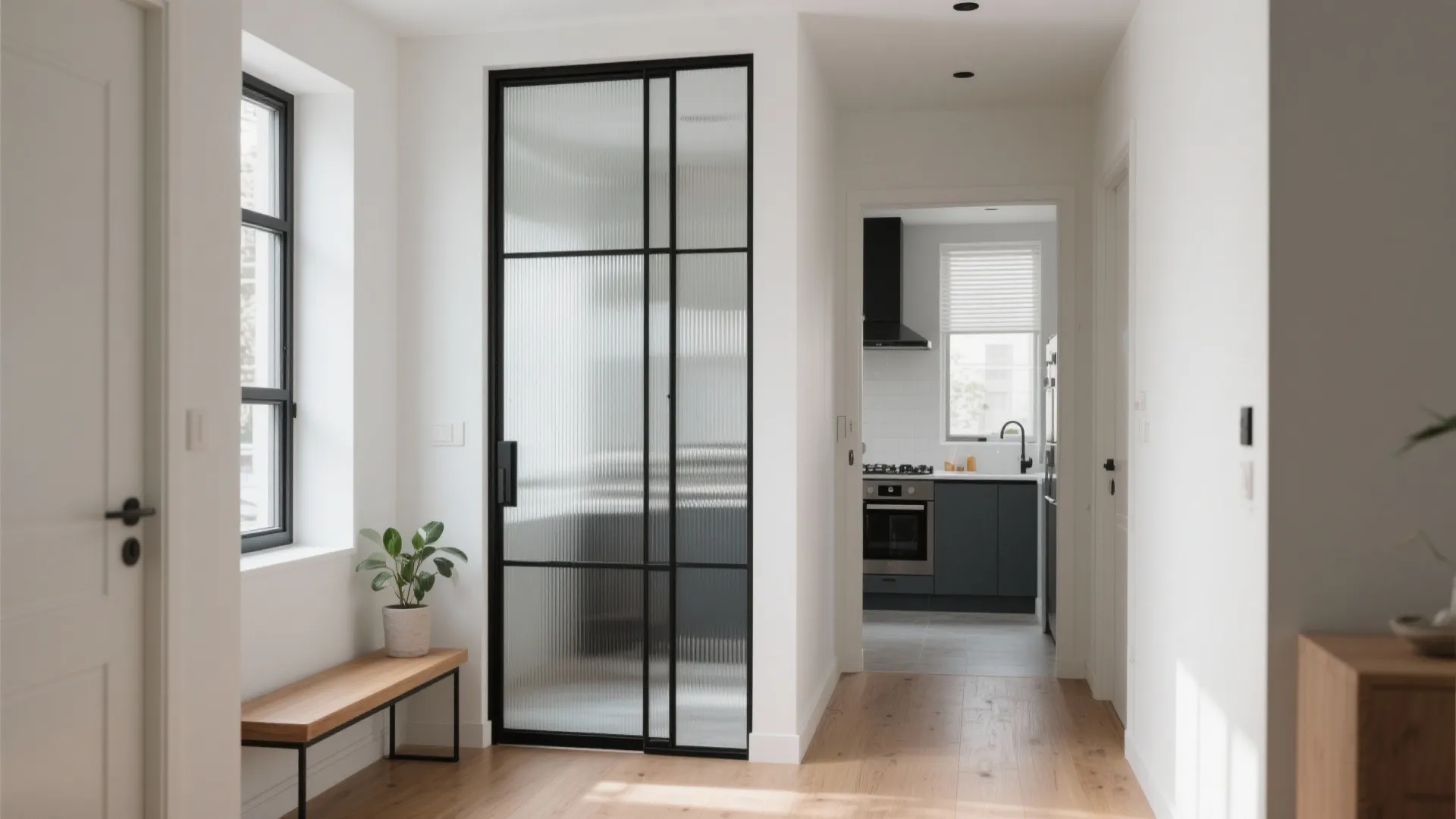 Framed Glass Partition for Light and Privacy