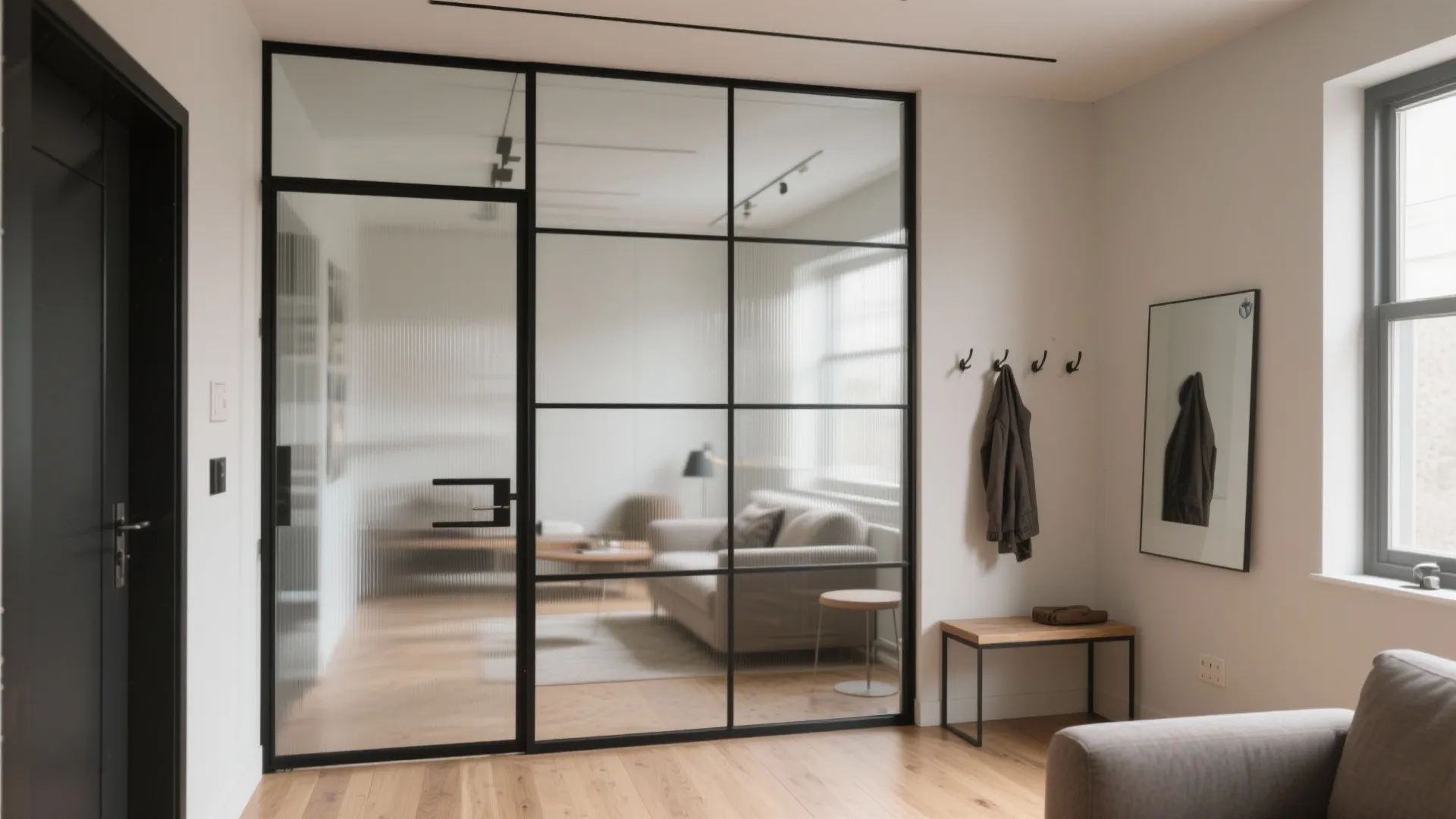 Framed glass partitions for daylight zoning