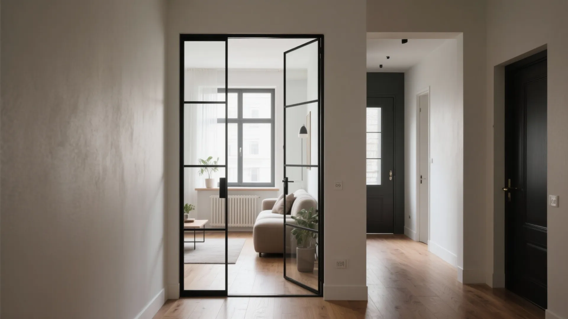 Framed Interior Window for Light Borrowing