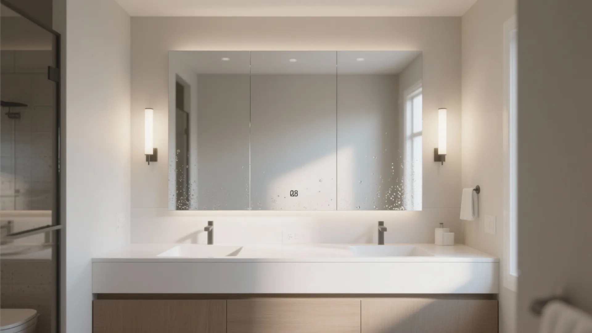 2. Use a single large mirror to double the visual width