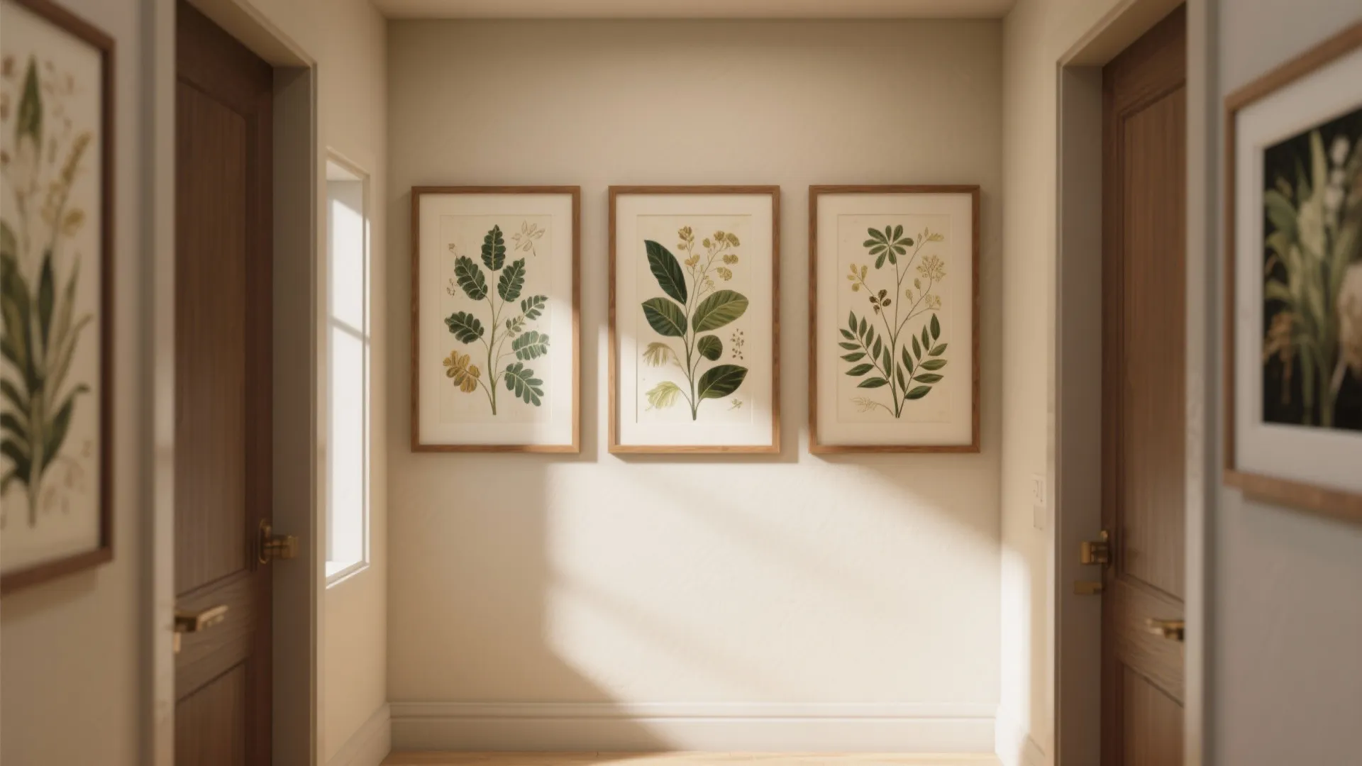 4. Framed Botanical Panels (Painted Insets)