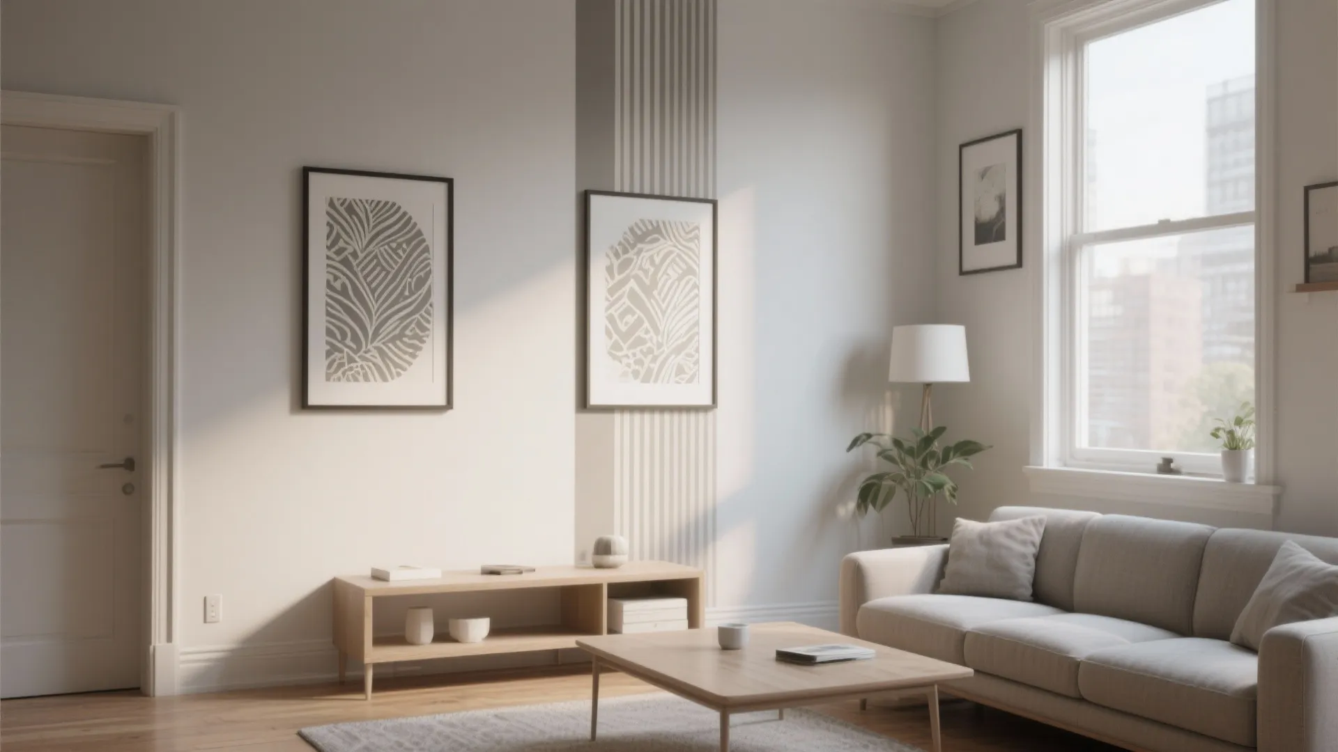 5. Framed accent panels and floor-to-ceiling stripes