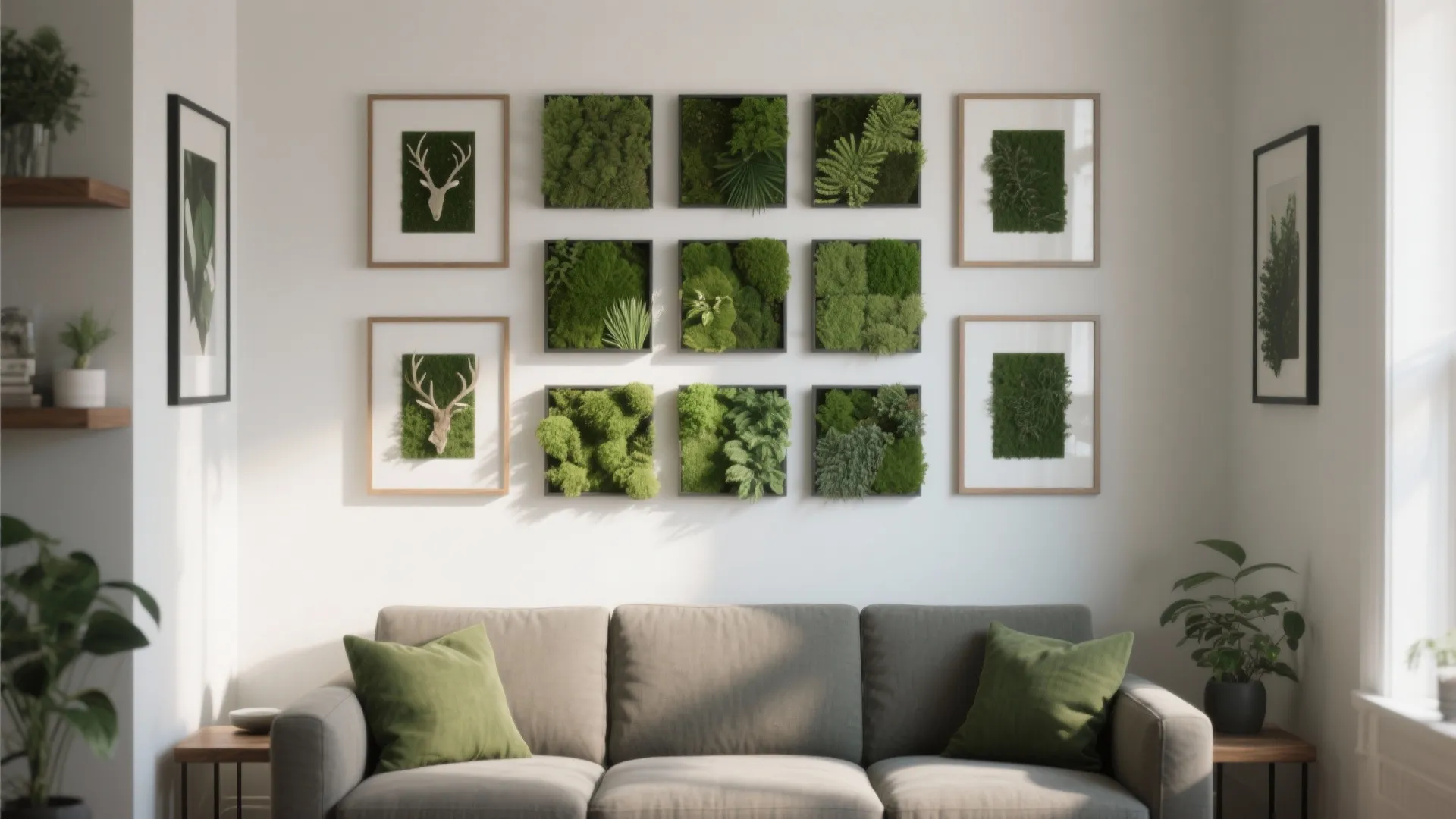 2) Framed Grass Wall Art Tiles