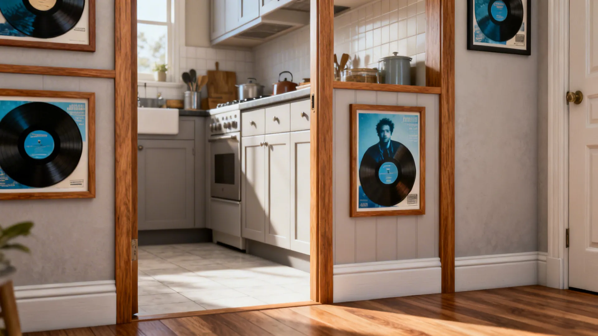 5) Wood-Framed Vinyl Inlays on Cabinet End Panels