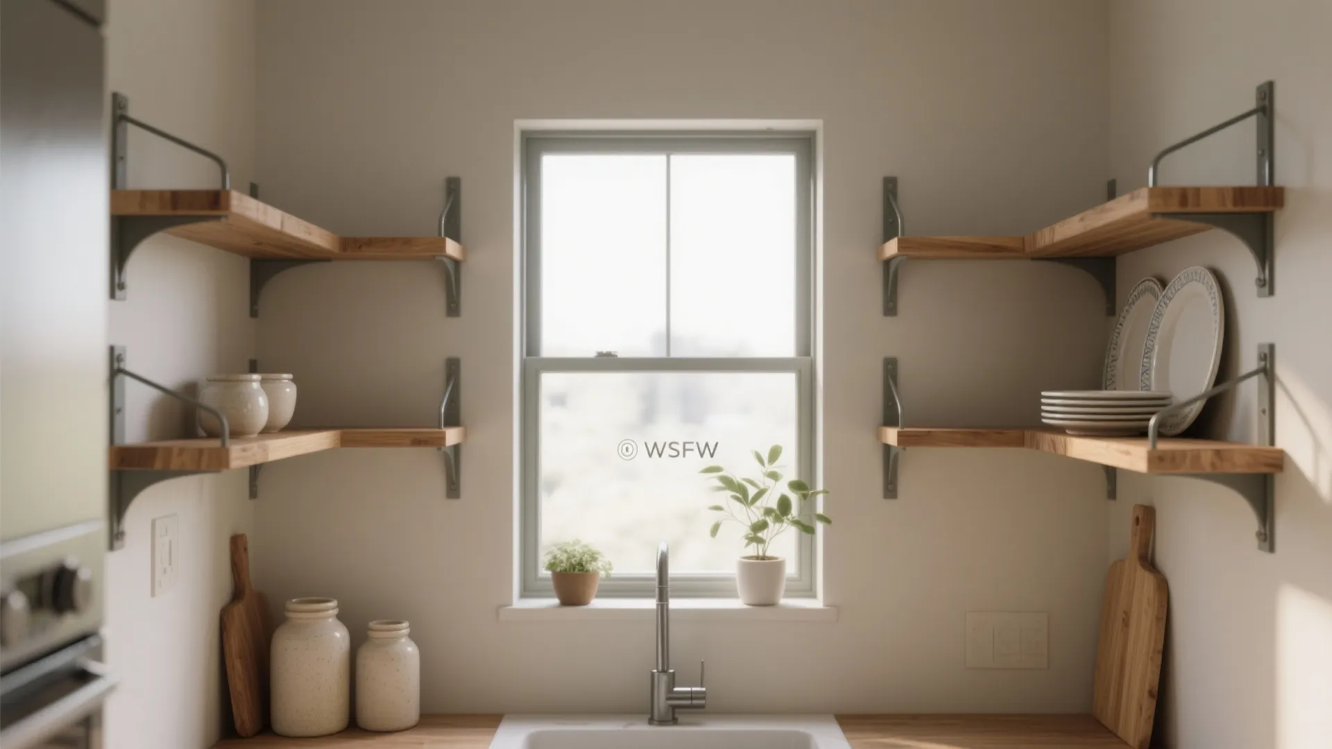 3. Frame the window with open shelving