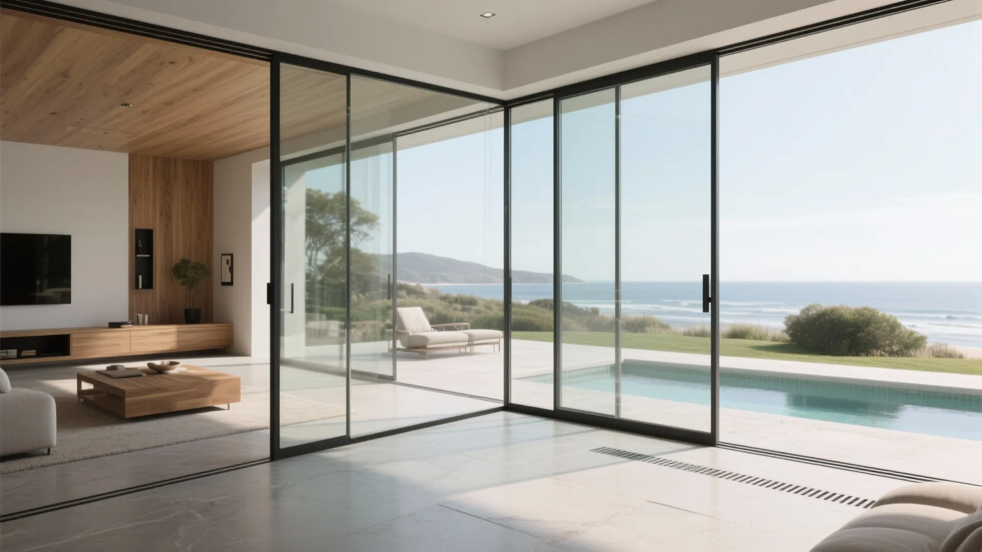 Seamless Thresholds: Frameless Corners and Continuous Floors