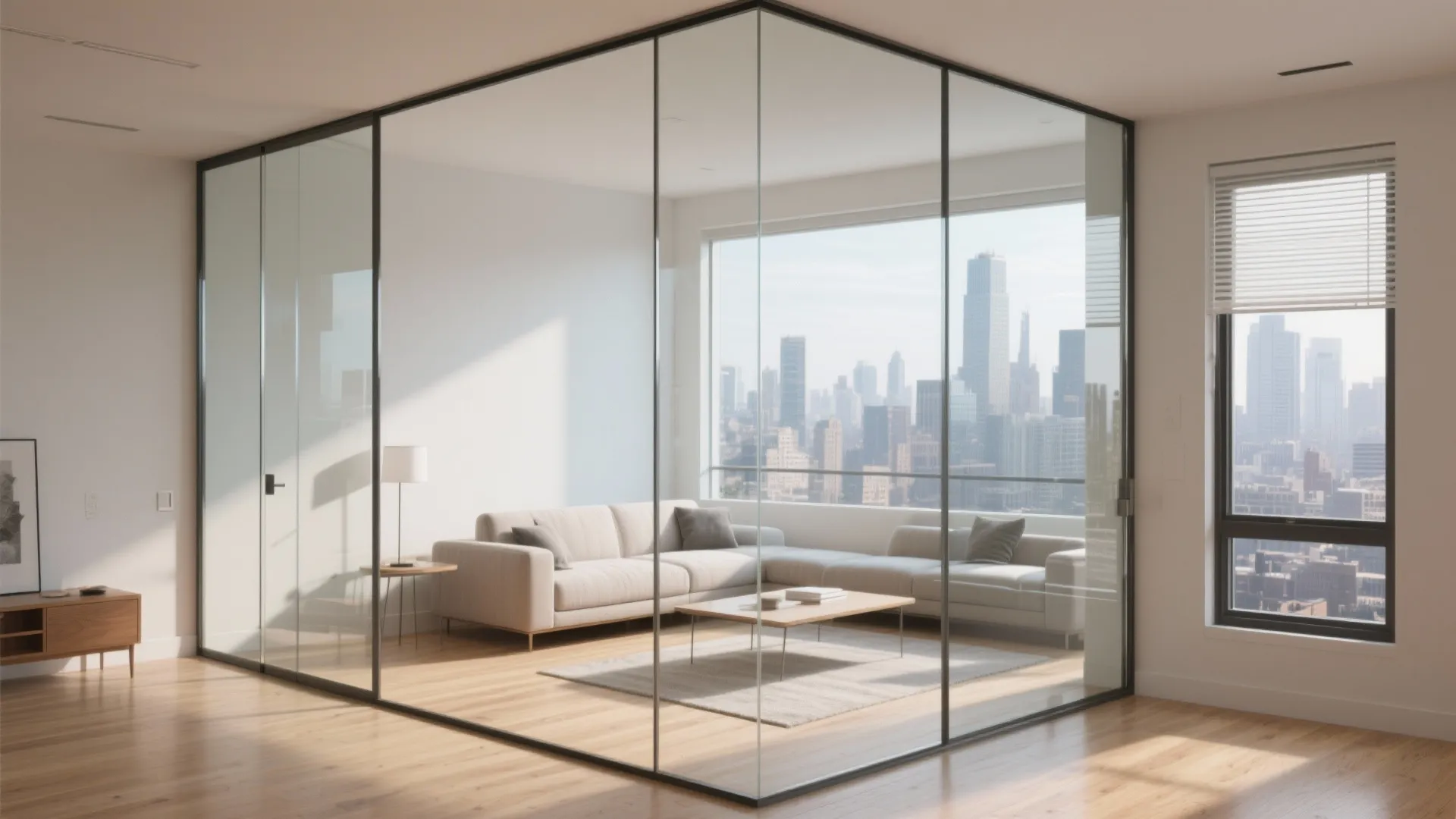 Frameless corner glazing that dissolves boundaries