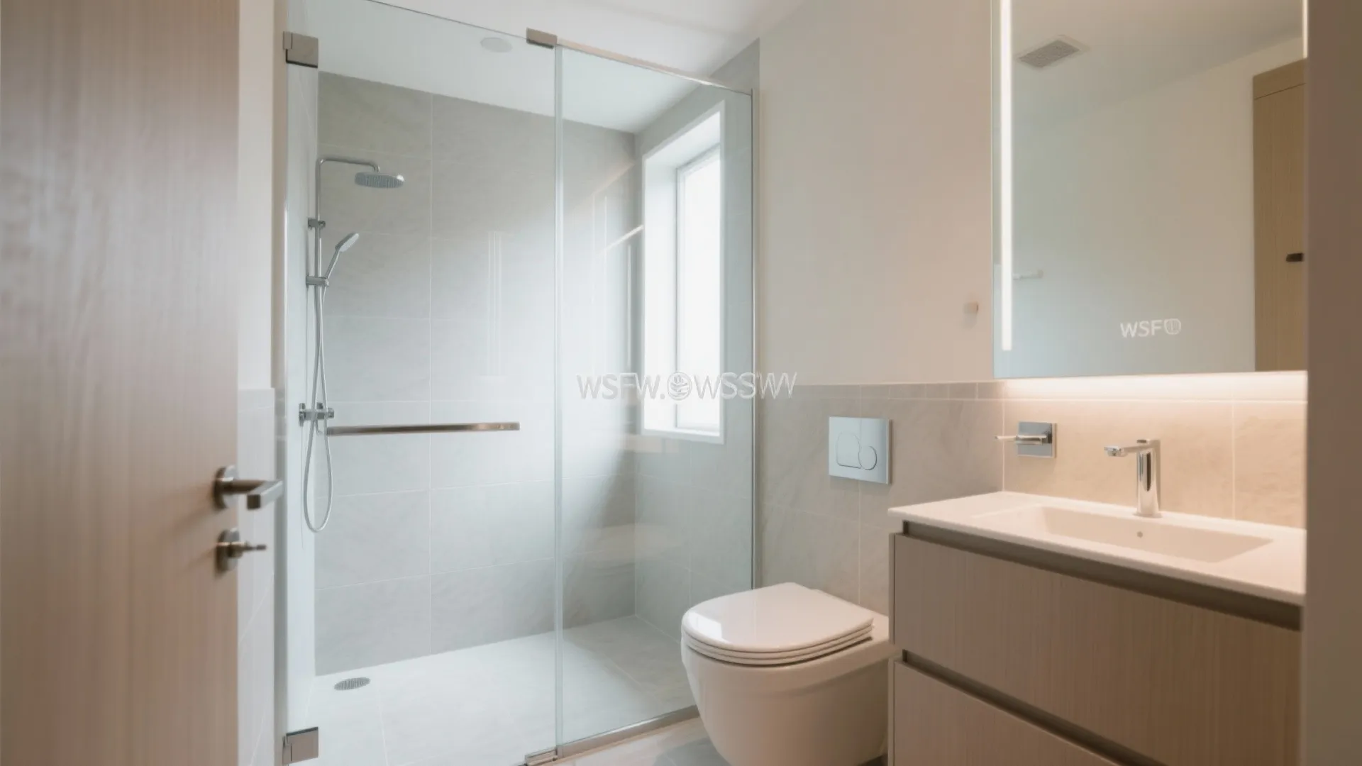 2) Frameless Glass and Light for an Airier WC Zone