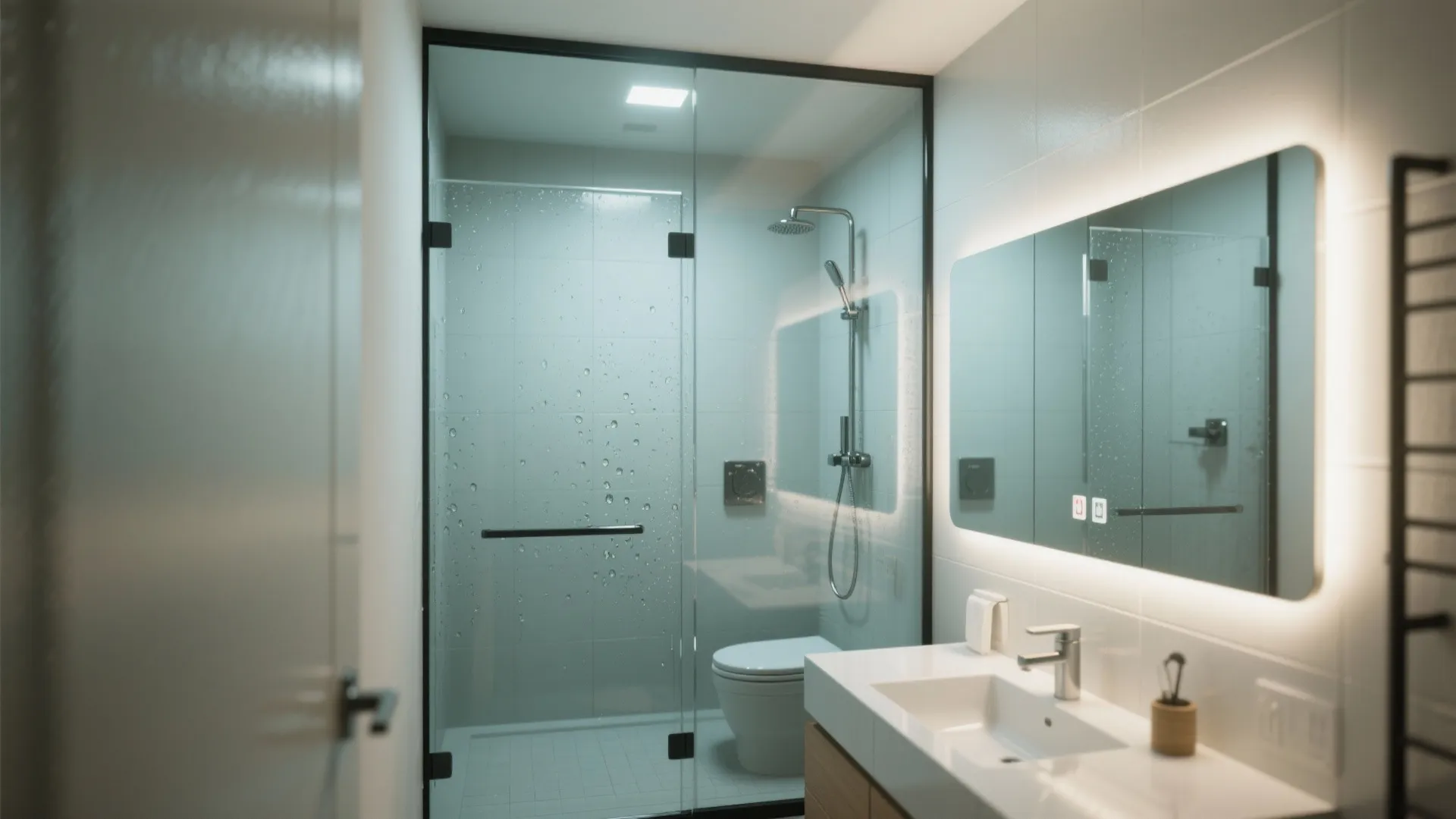 5. Frameless glass and mirrored walls