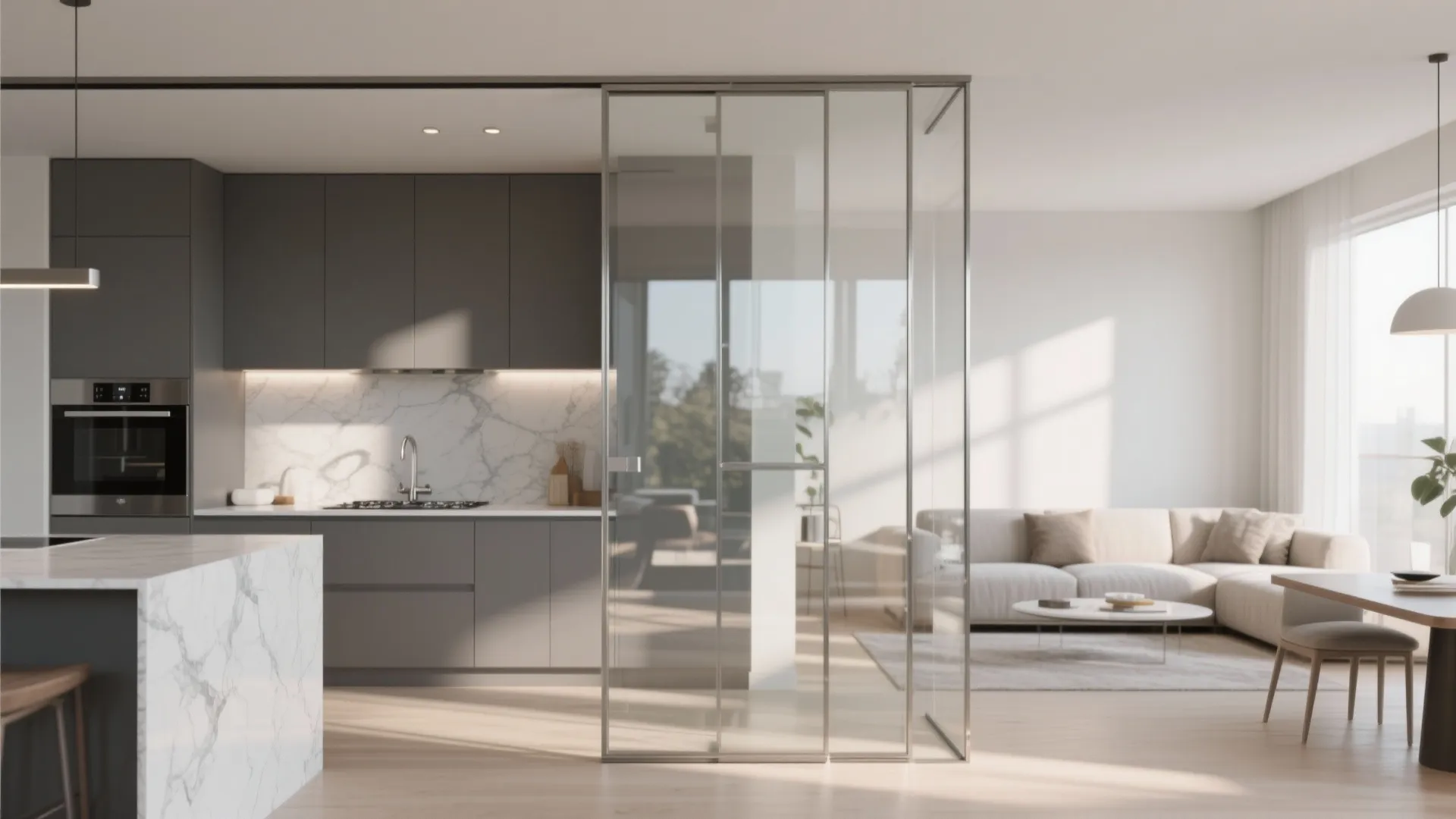 1. Frameless Glass Sliding Partition