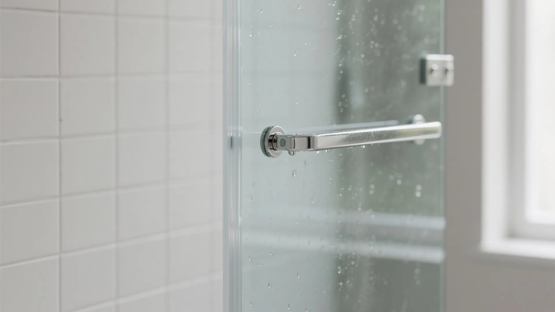 Corner shower with clear glass enclosure