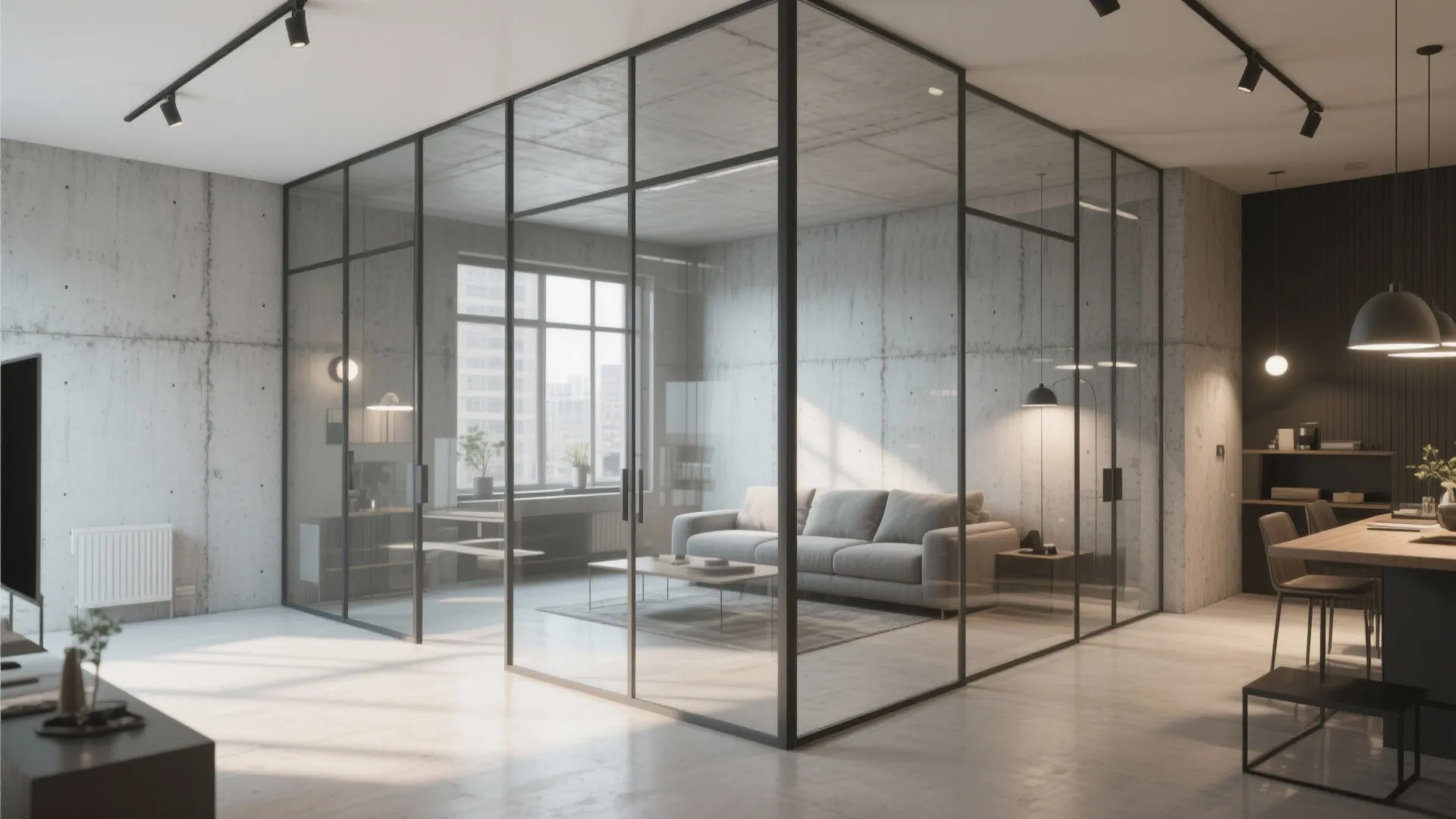 Idea 3: Frameless Glass Partitions for Minimalist Interiors