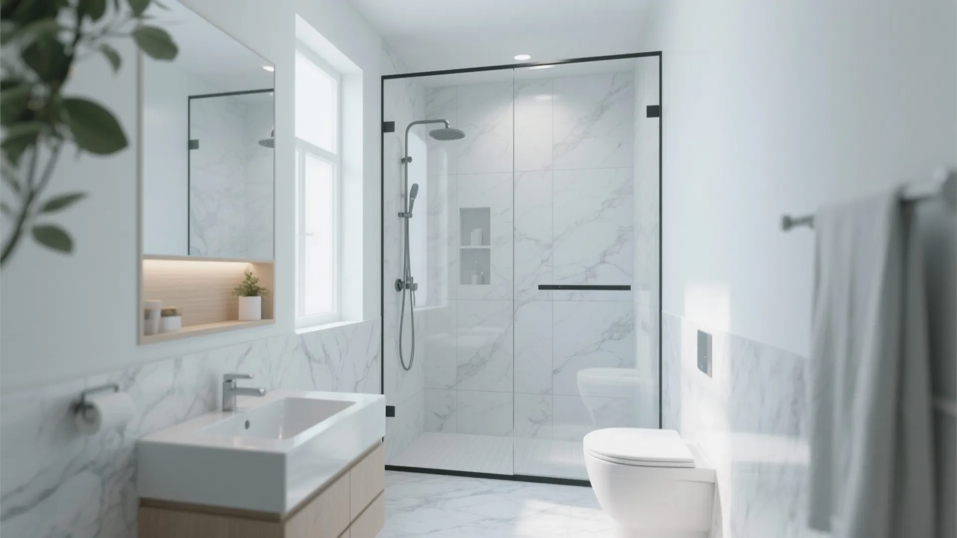 9. Frameless Glass Shower Enclosure