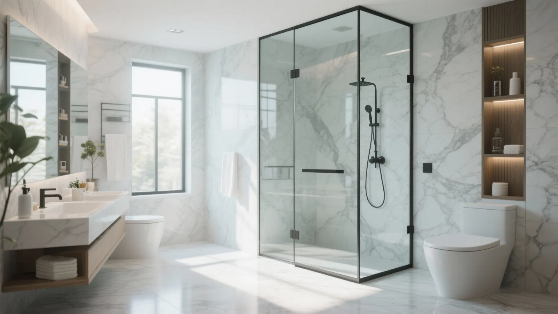 2. Frameless Glass Shower