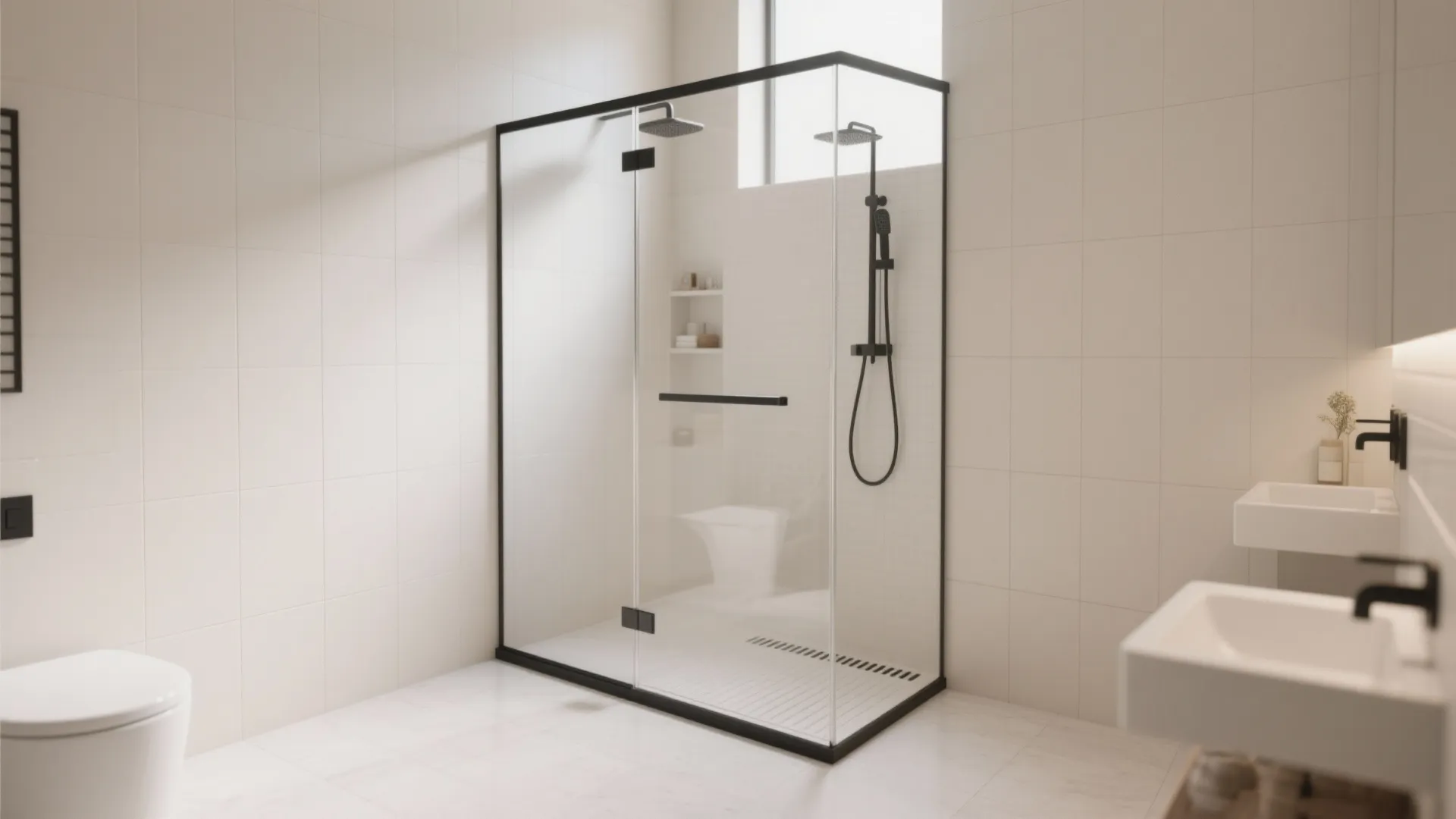 Glass Shower, Light Walls, and a Quiet Floor