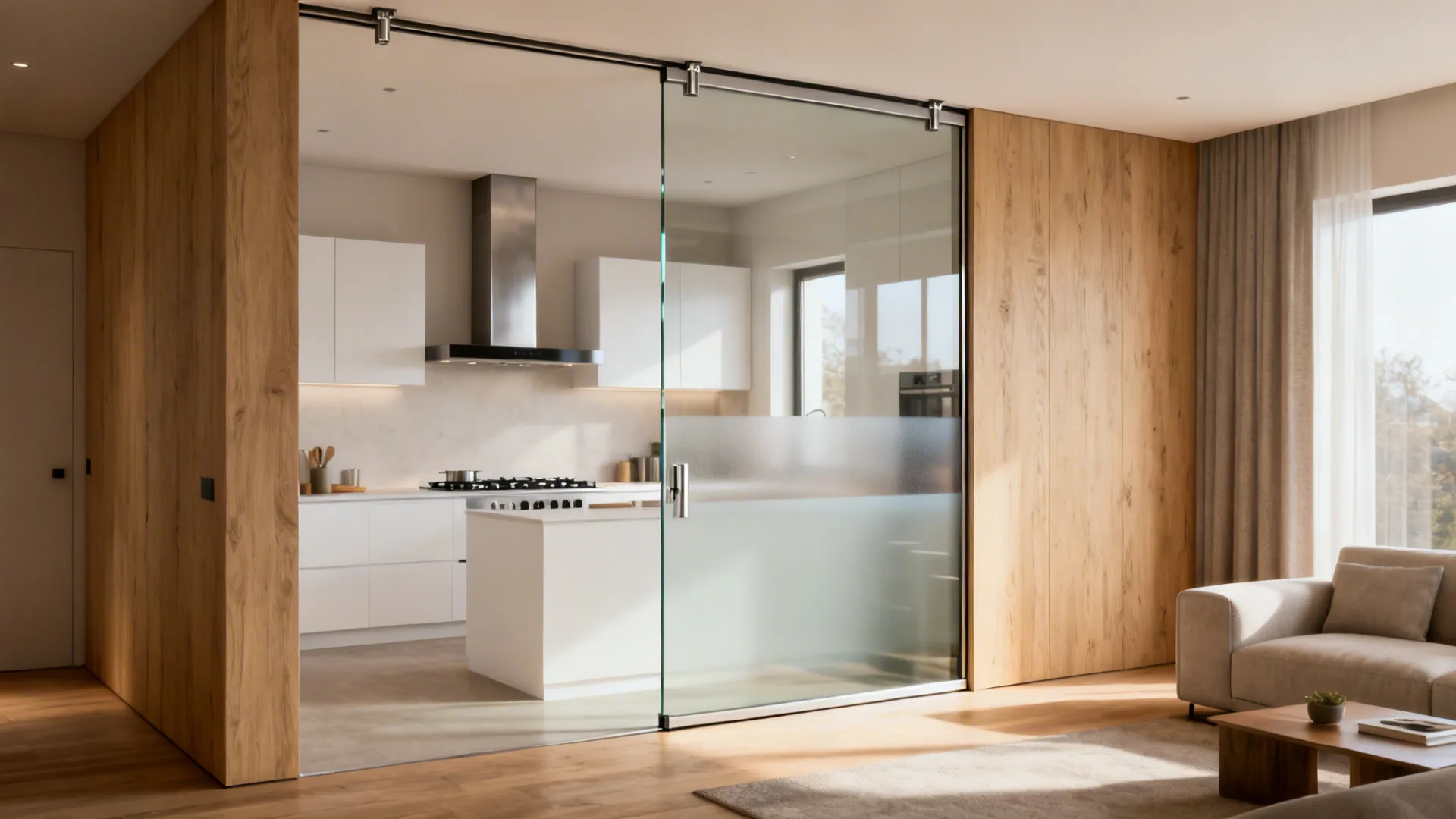 Frameless Glass Gate with Sliding Track