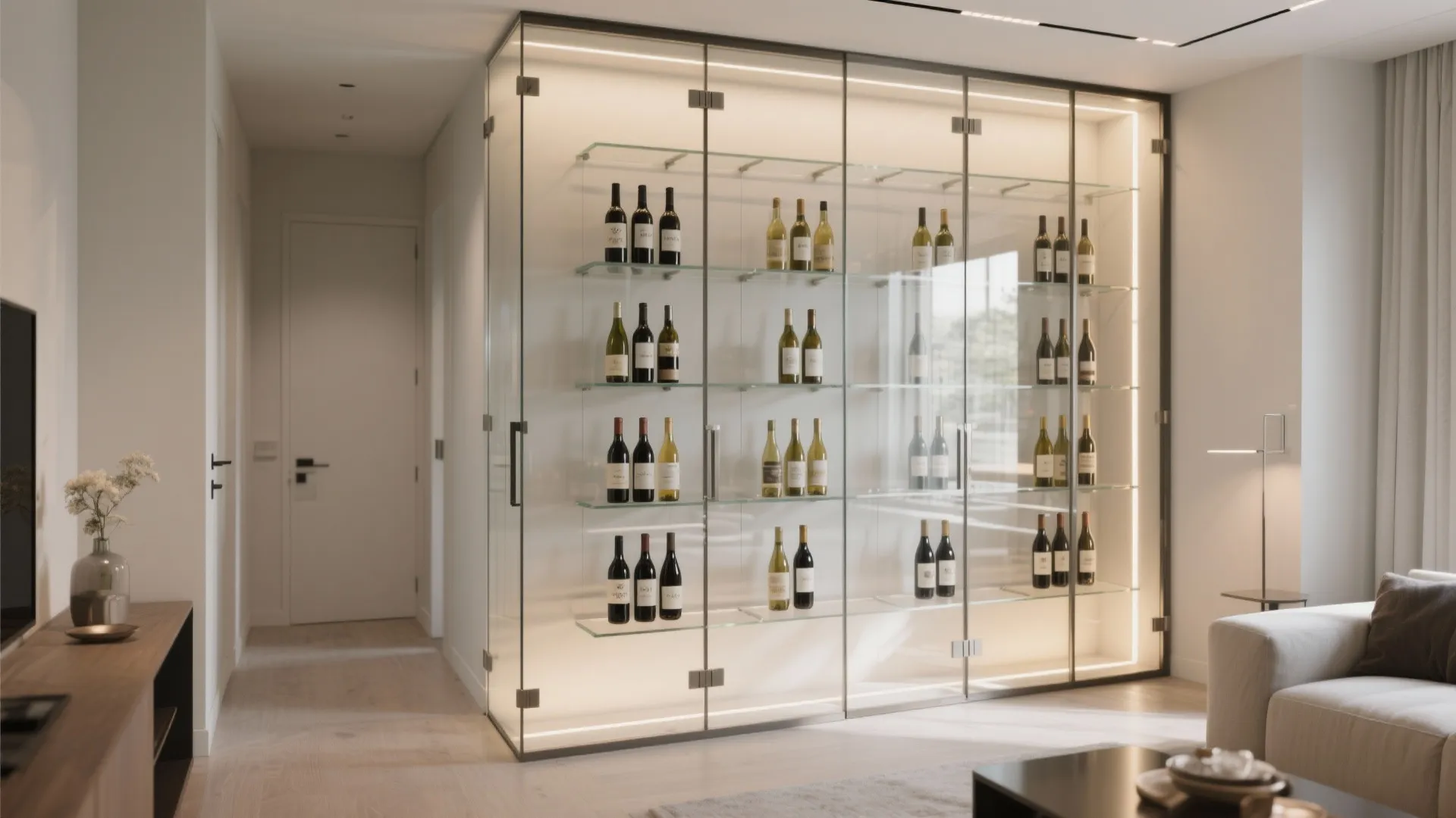Frameless Glass Wine Wall