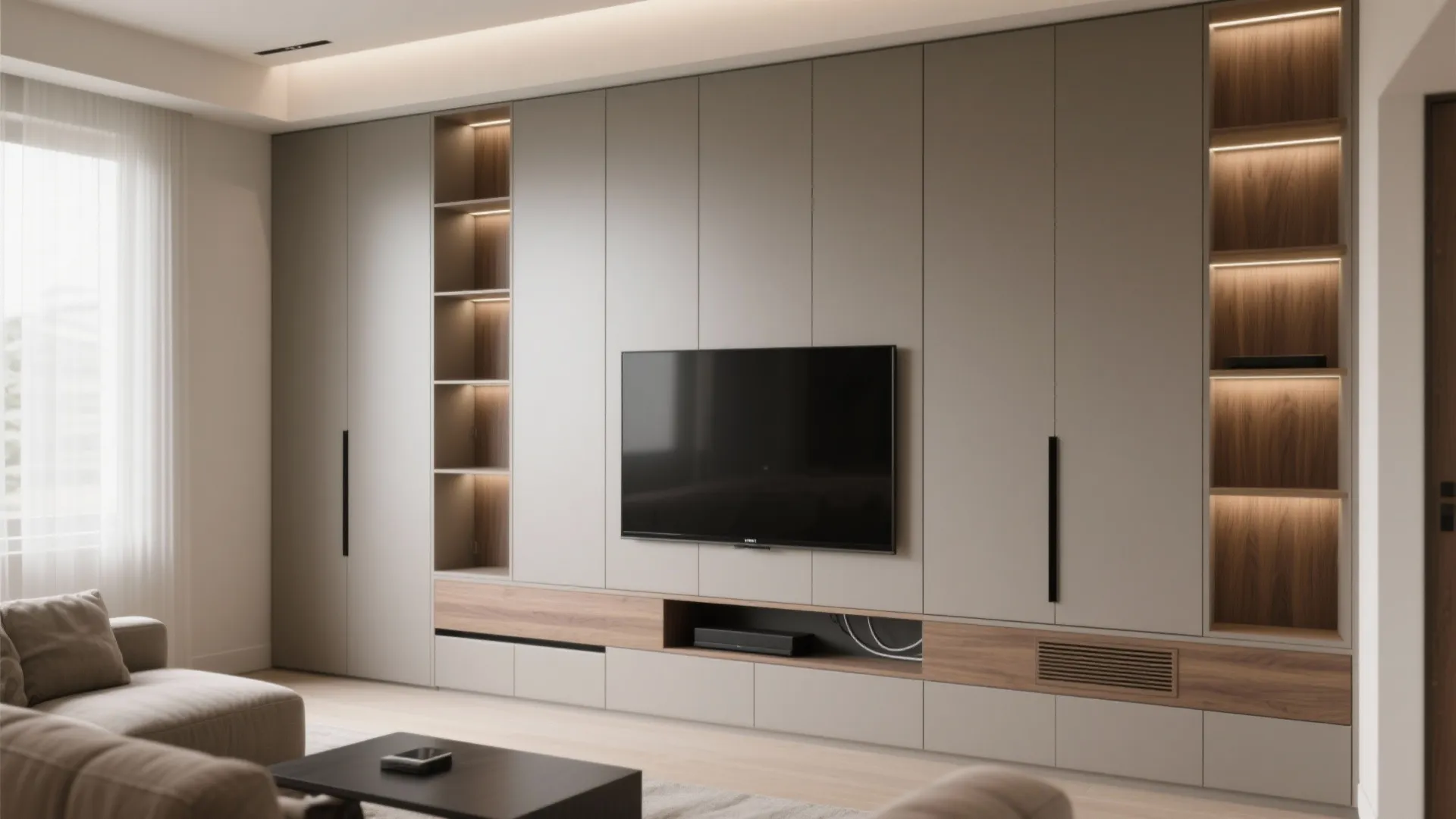 Frameless Built-in Media Wall Cupboards