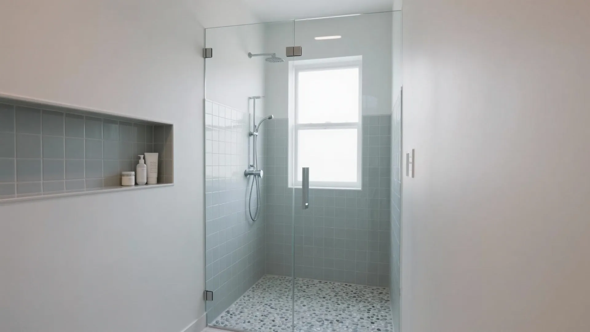 1. Frameless glass + hidden niches