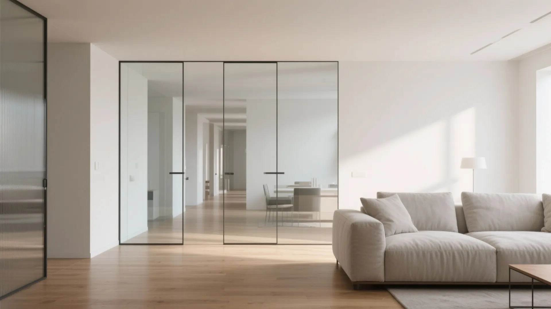 Frameless Glass Partition for Seamless Flow