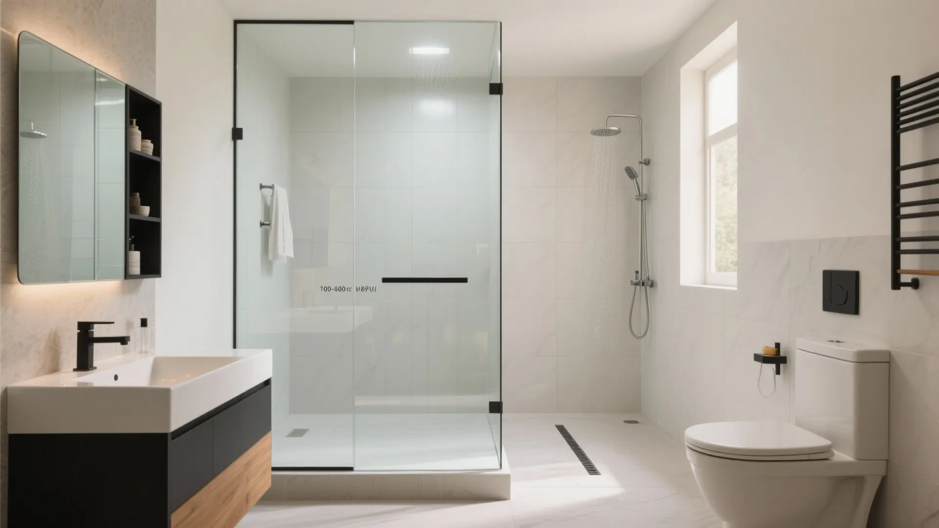 Frameless glass wet-dry separation