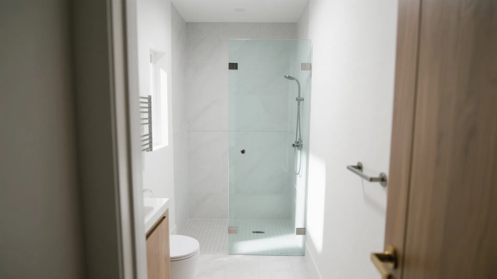 Minimalist frameless shower glass