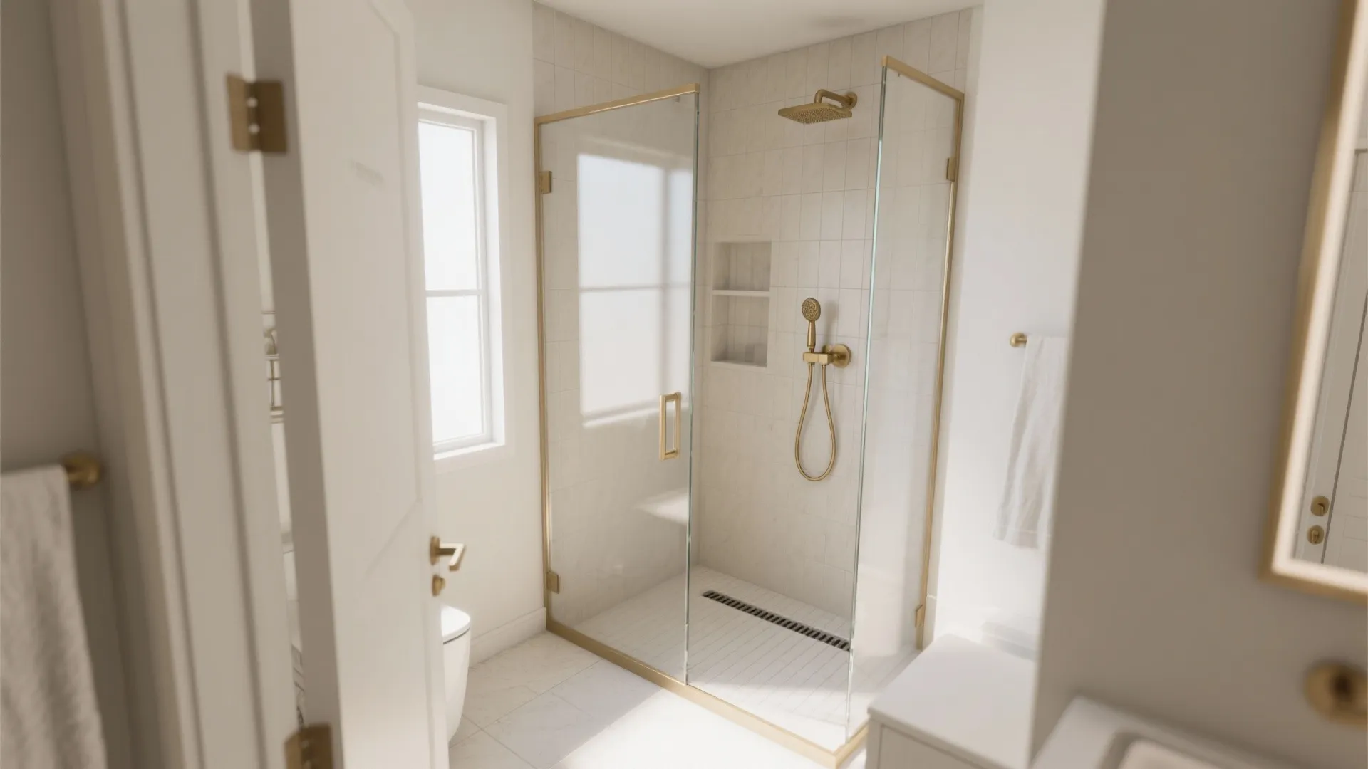 Walk-in shower with frameless glass