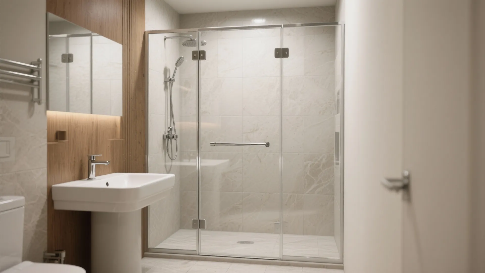 3. Frameless Hinged with Slim Profiles