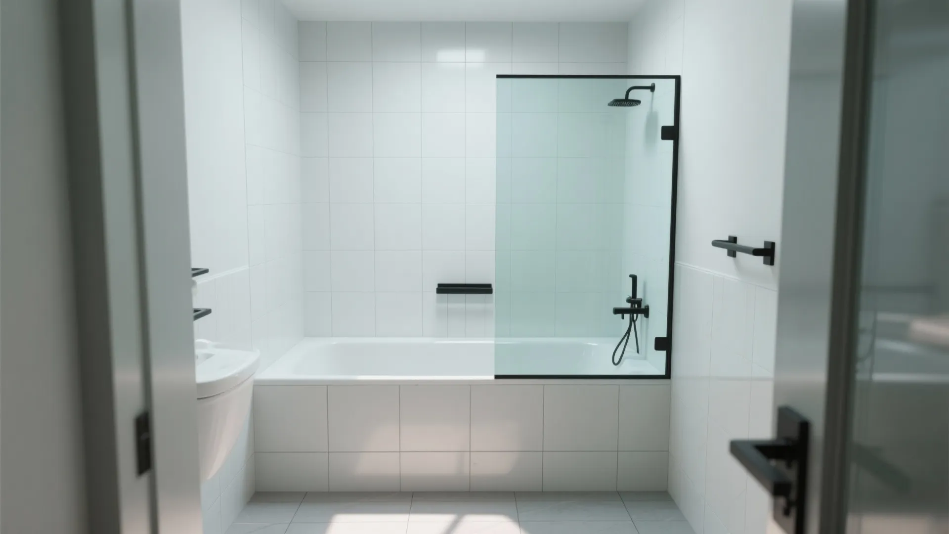 Frameless Glass for a Bright Tub-Shower Combo
