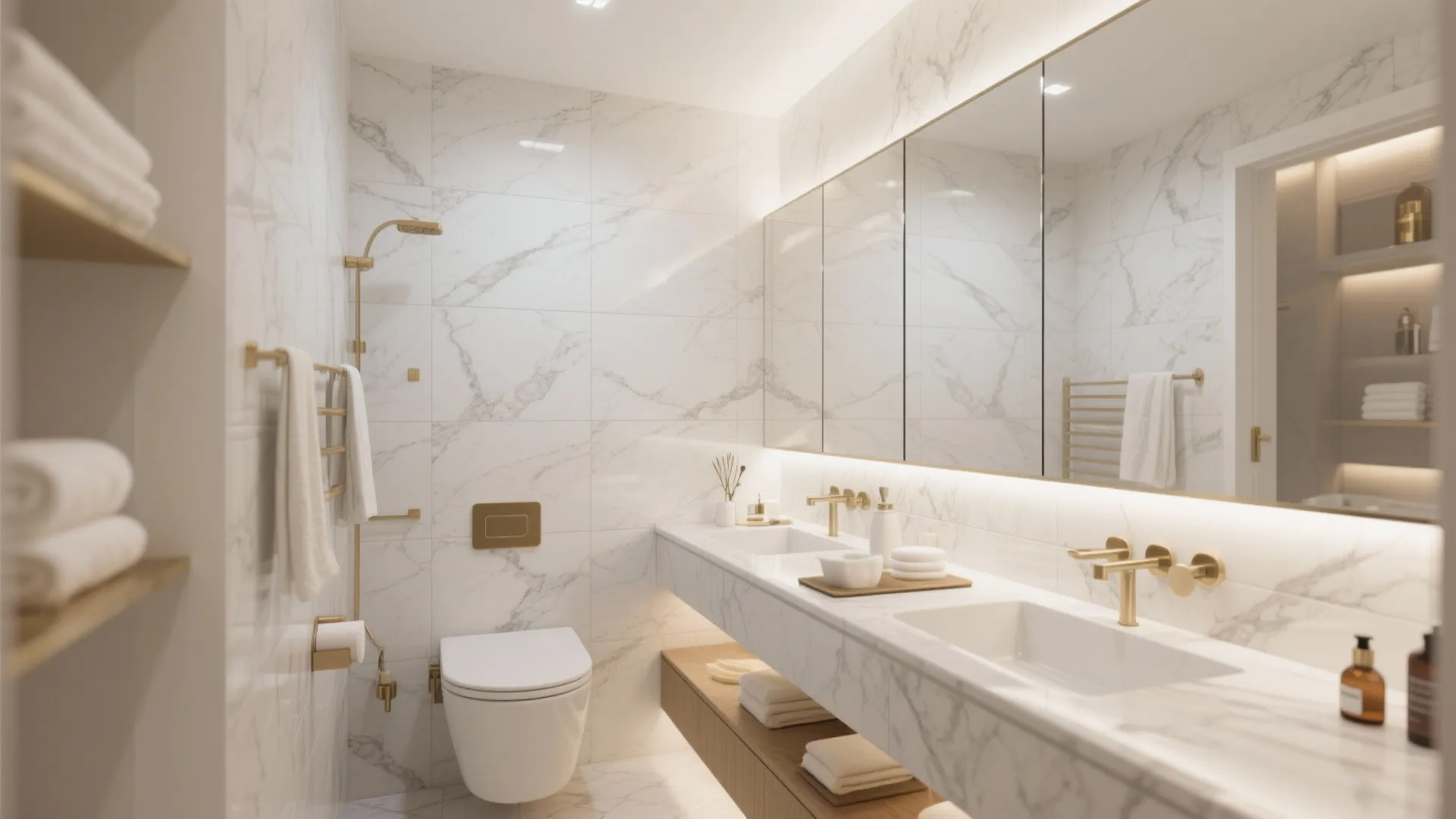 5. Frameless Wall-to-Wall Mirror