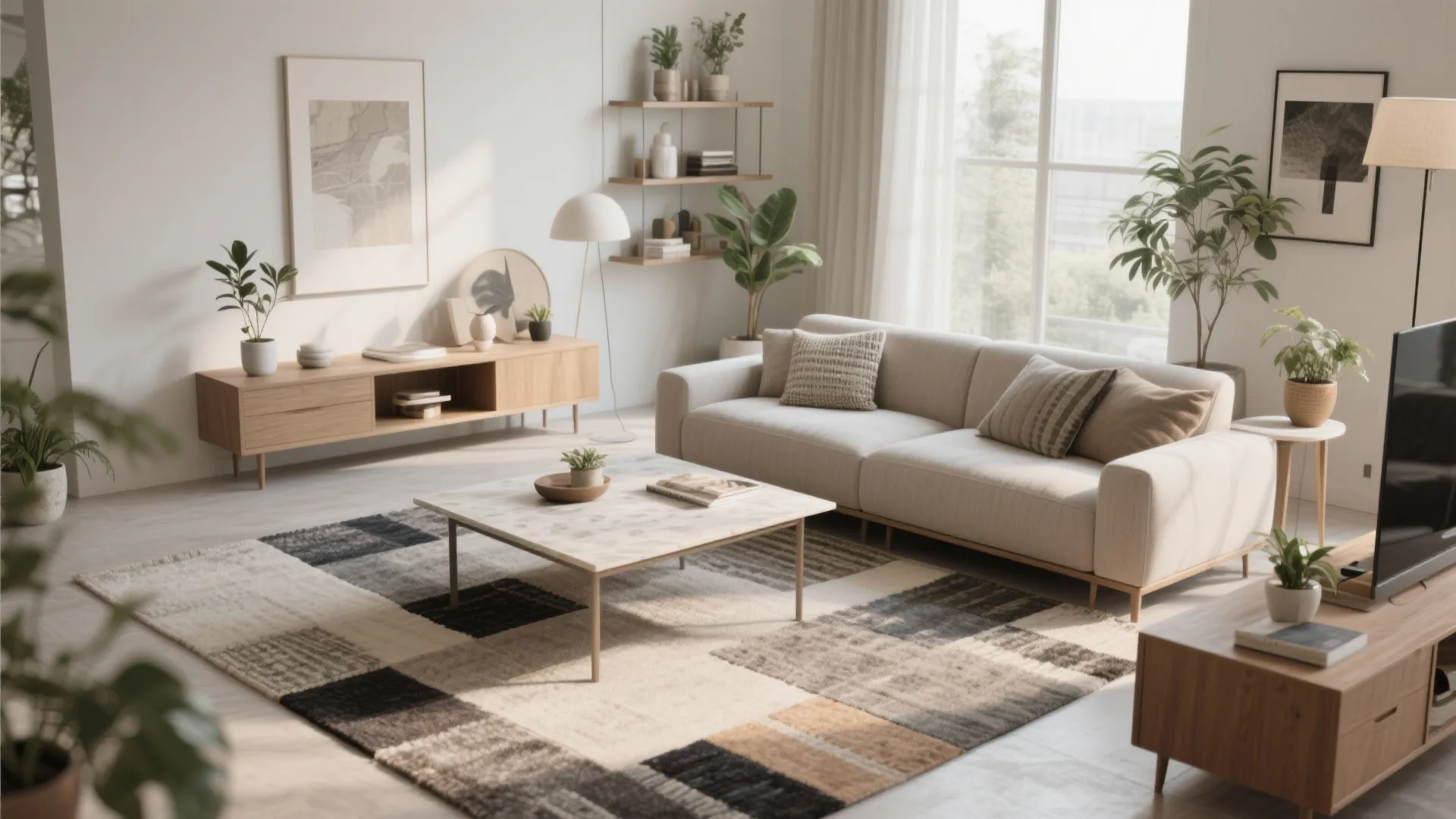 5. Freestanding furniture and rugs