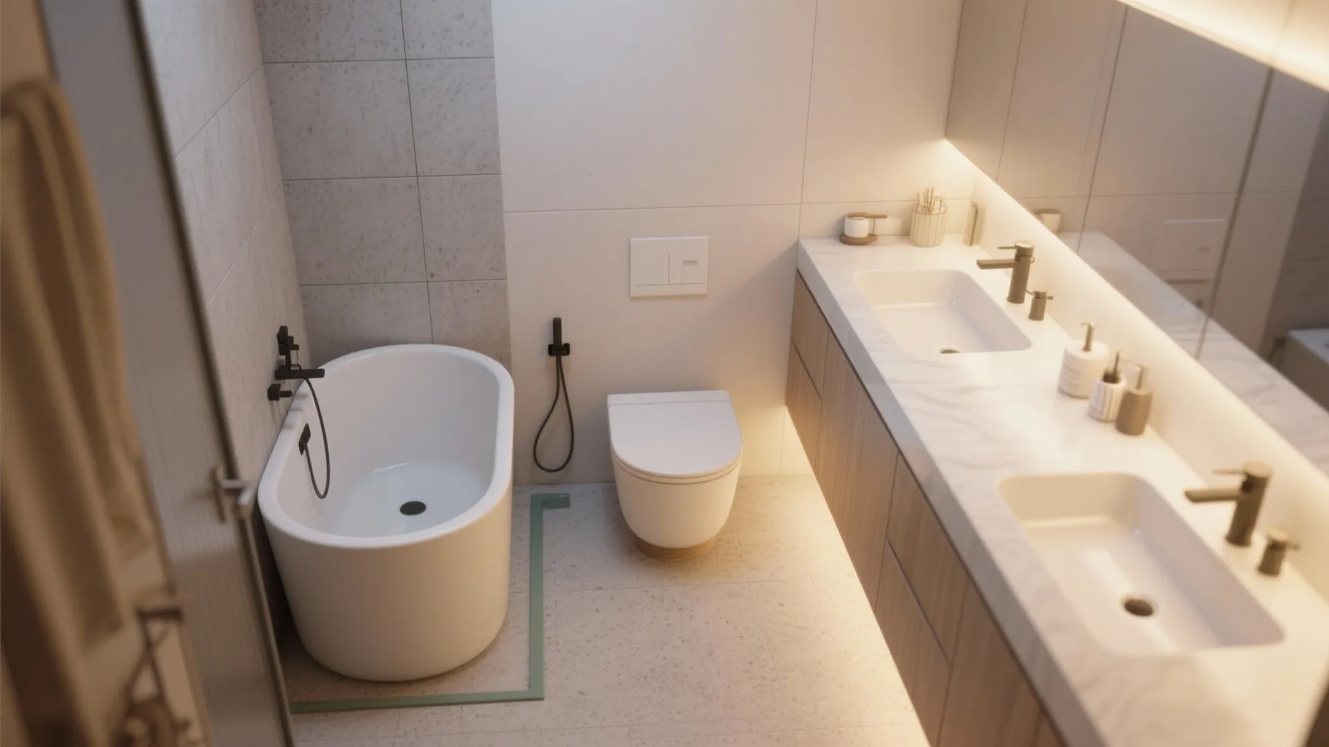 4. Freestanding mini-bath with open-plan vanity