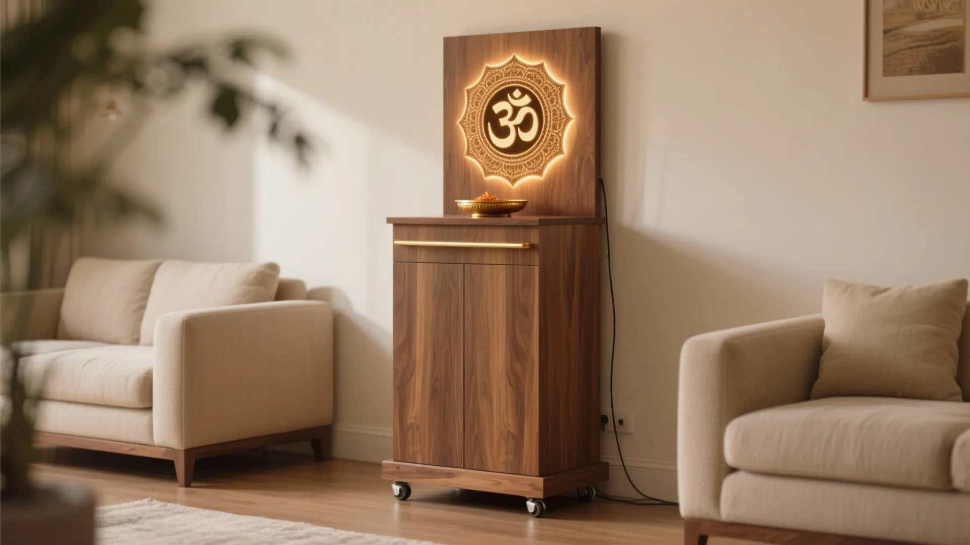 Freestanding Wooden Pedestal with Back Panel