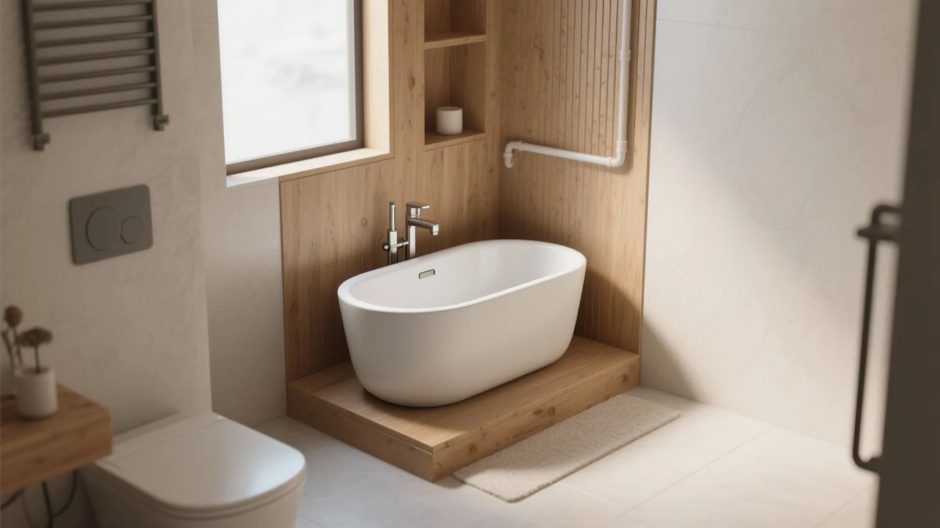 5. Freestanding mini tub on a platform