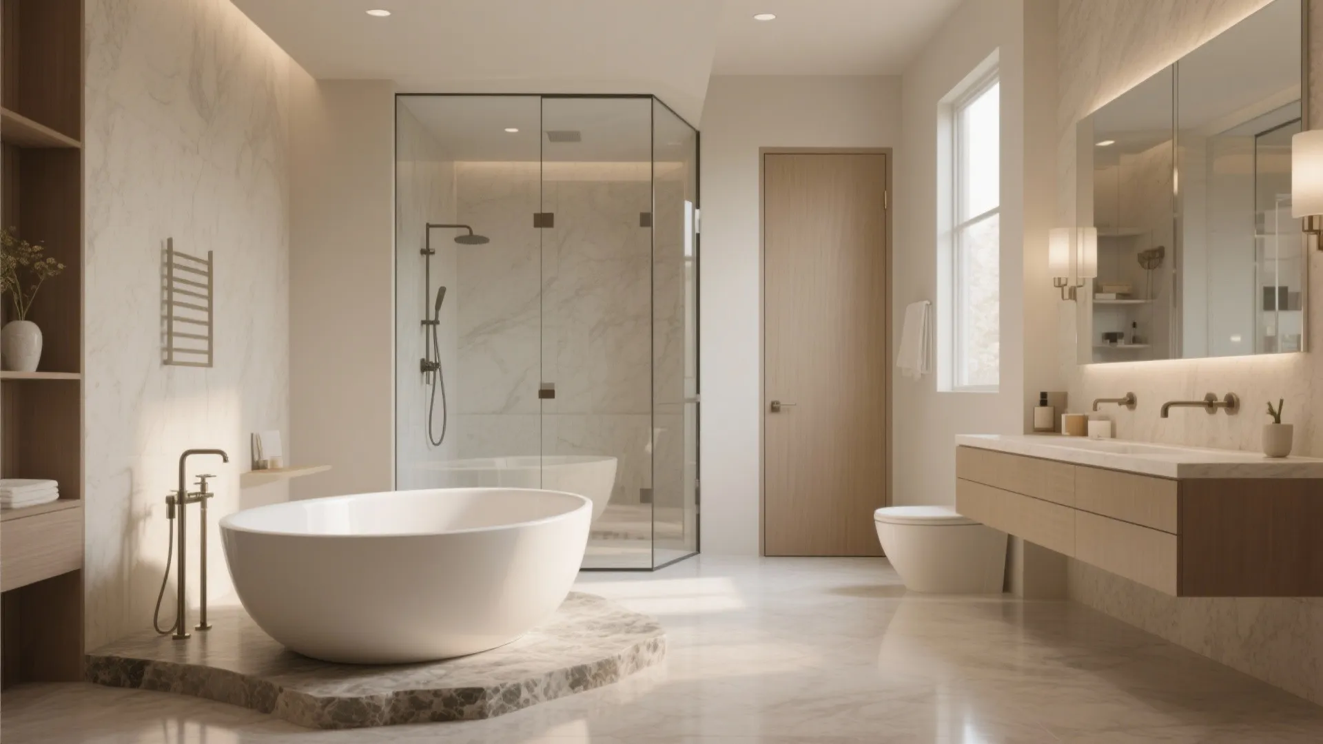 5. Consider a Freestanding Tub or a Minimal Shower Wall
