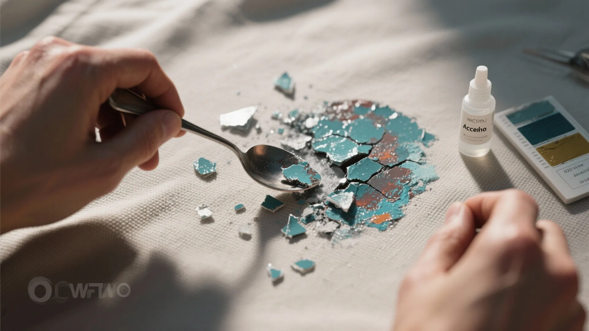 4. Tackle dried paint: freeze, chip, then solvent or acetone