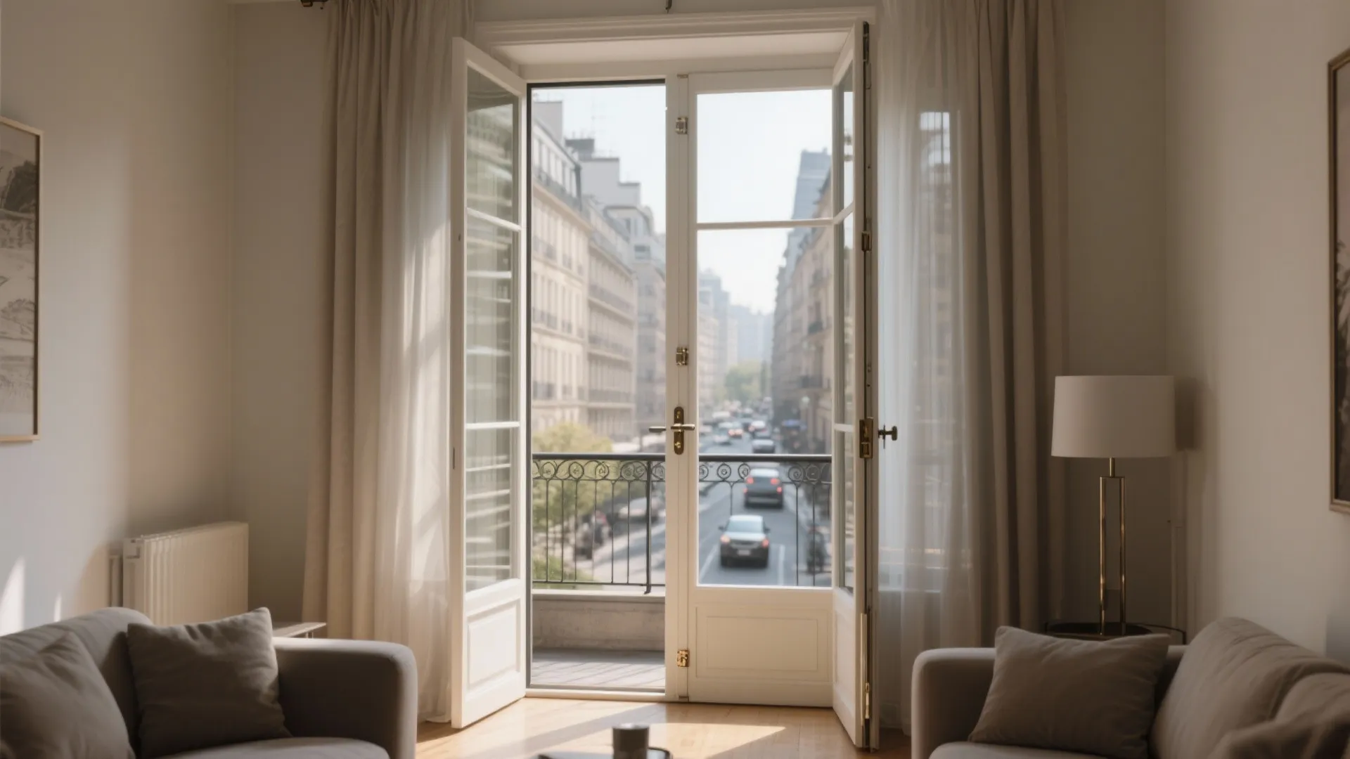 2) French balcony doors with acoustic glazing
