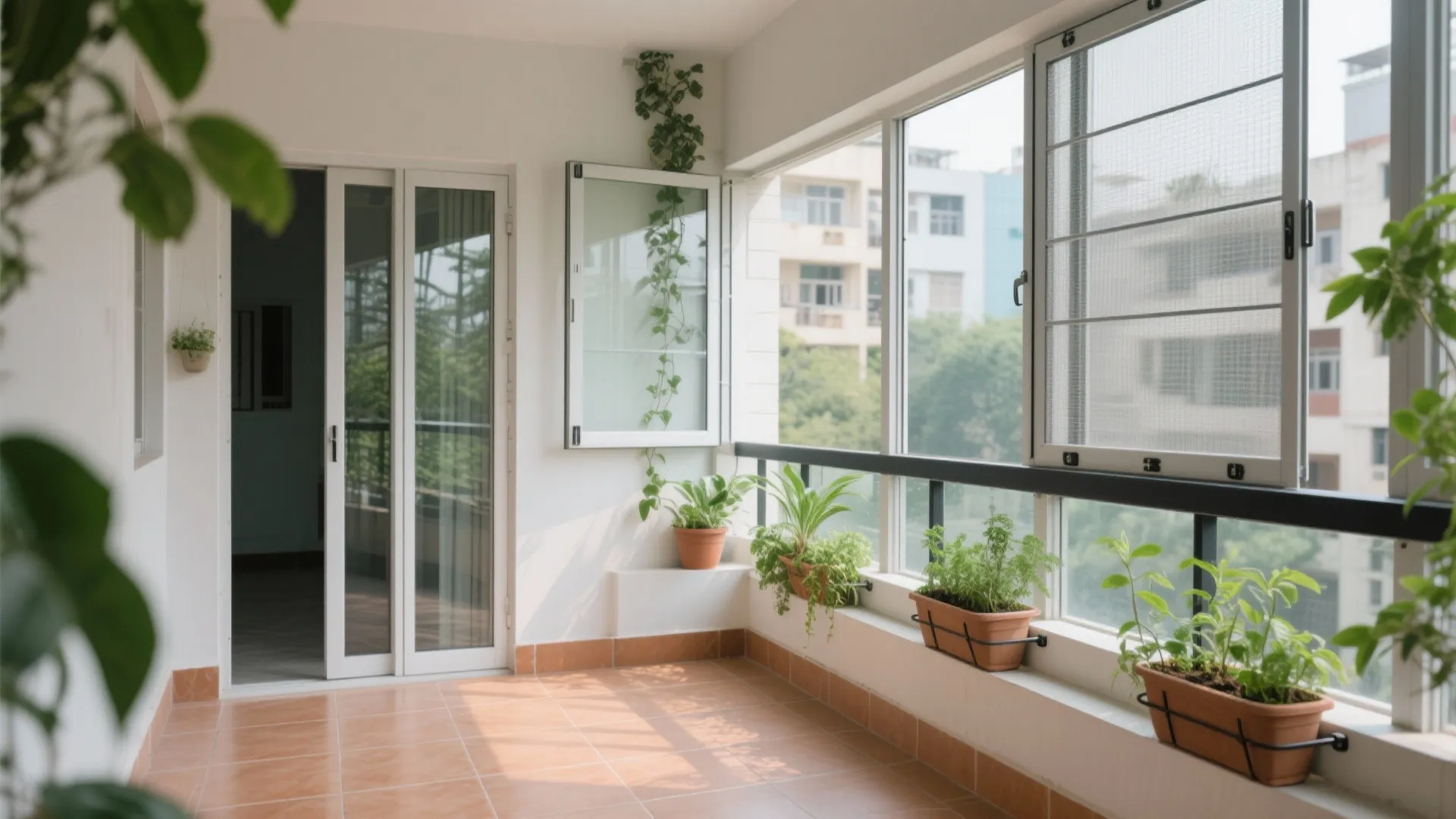 3) Inward-Opening French Windows with Integrated Mosquito Mesh