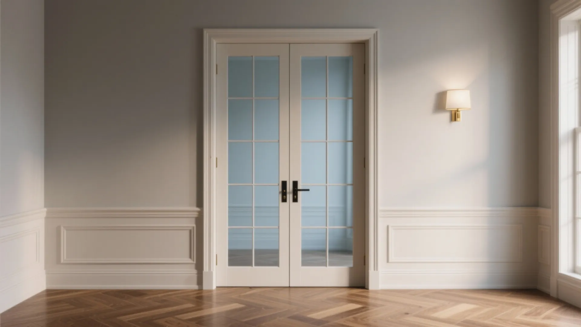 French doors with skinny stiles and side lights