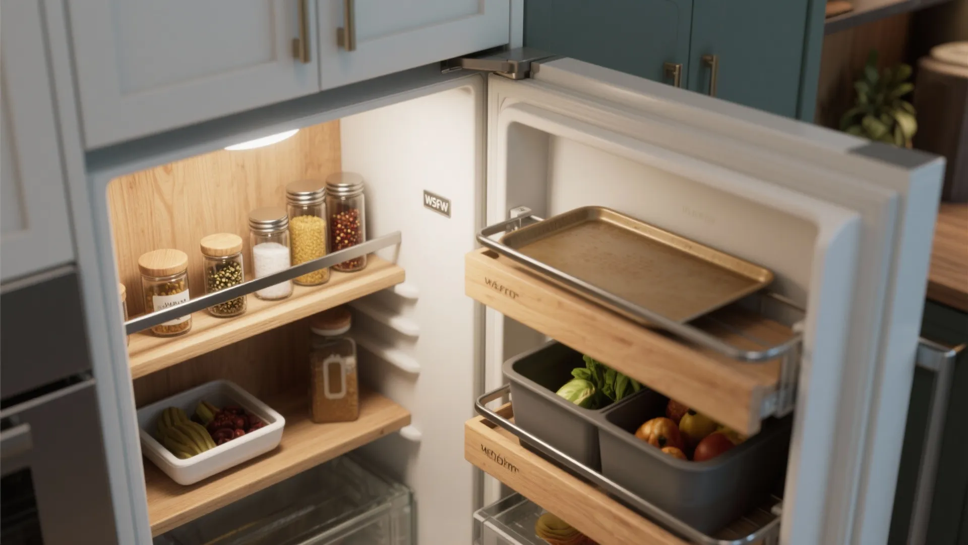 5. Fridge Nook with Built-in Accessories