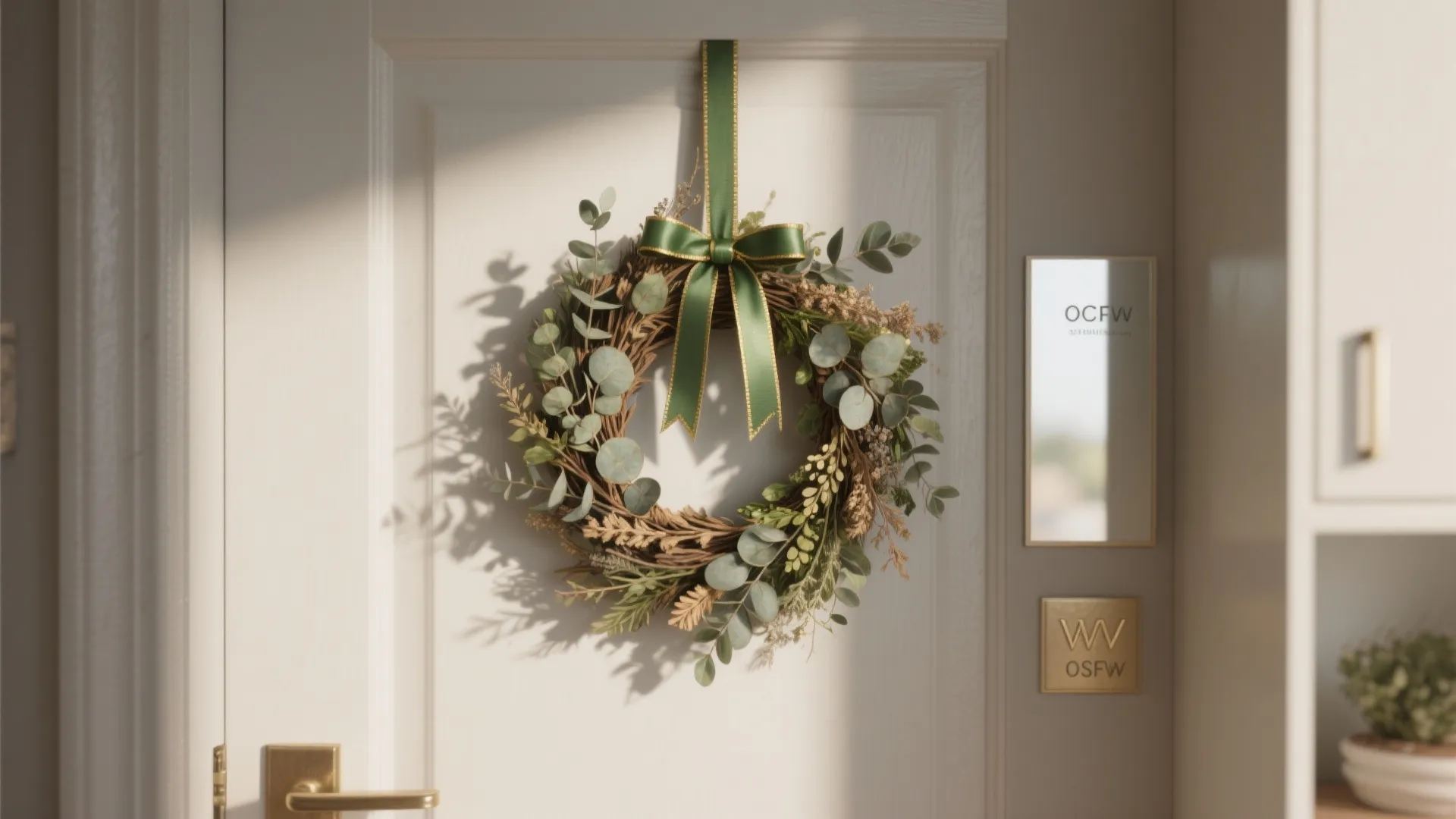 5. Front Door Wreath with Natural Elements