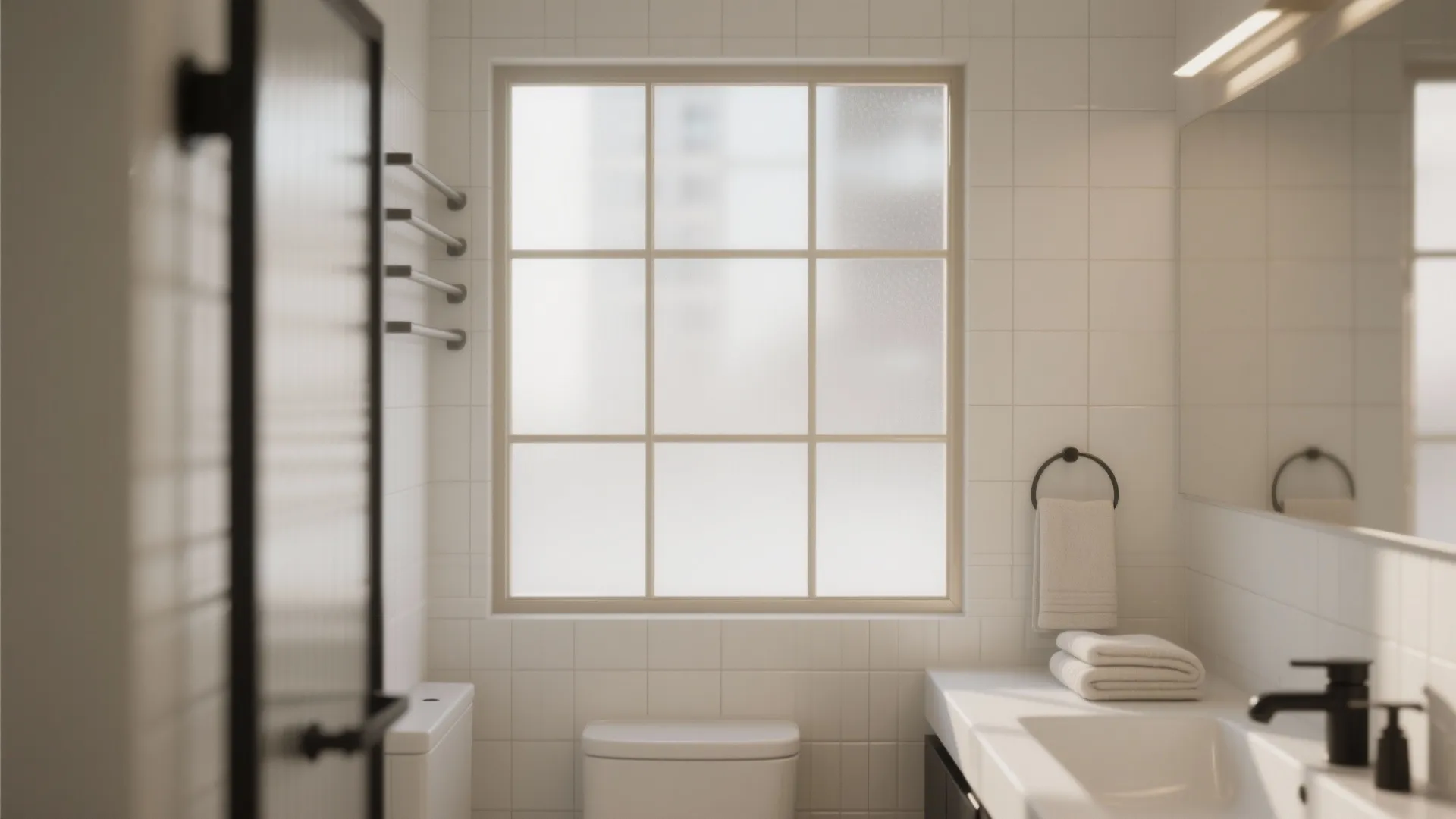 Minimalist Frosted Glass + Slim Aluminum Grille