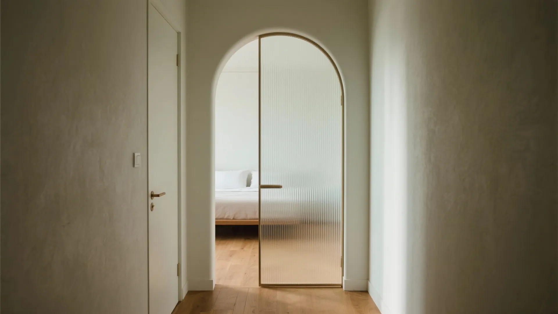 Frosted or Reeded Glass Arch: Privacy with a Soft Glow