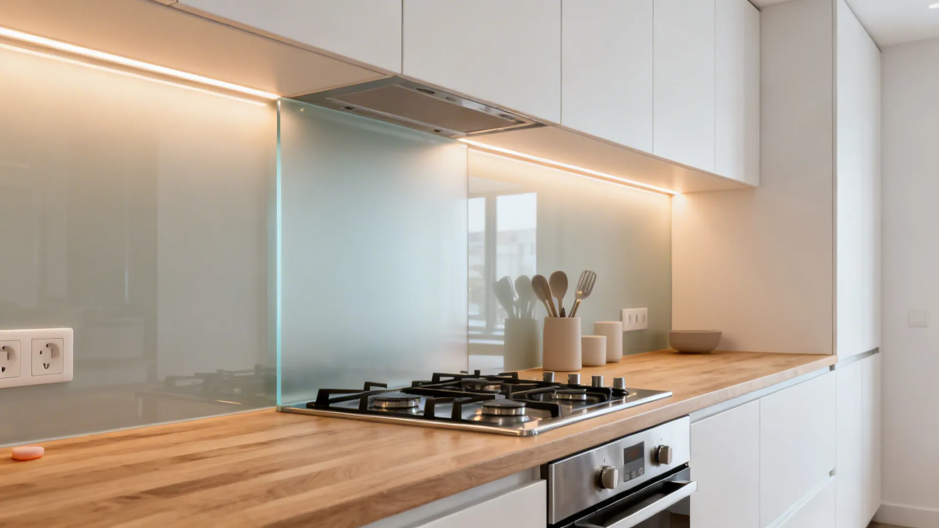 Frosted Glass Backsplash for Soft Light