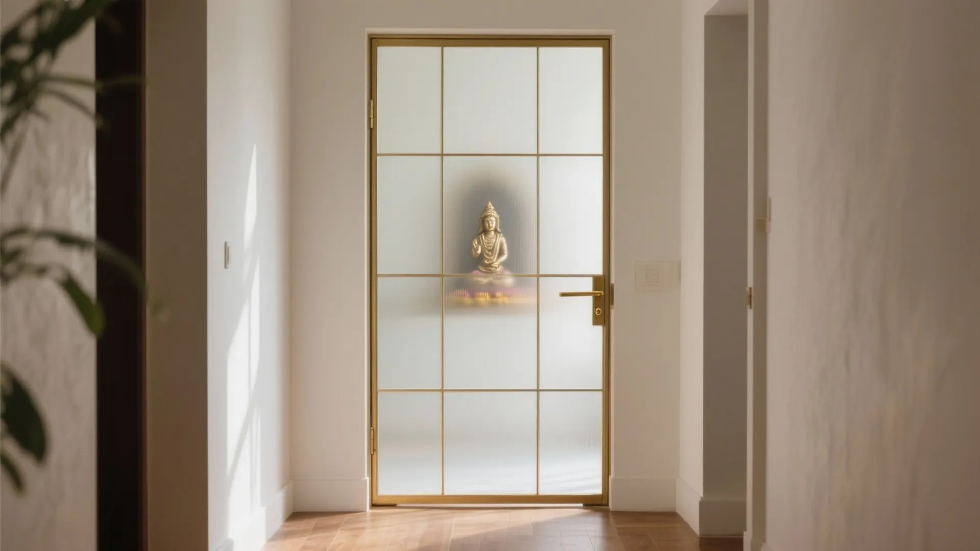 Frosted Glass with Brass Frames for Soft Light